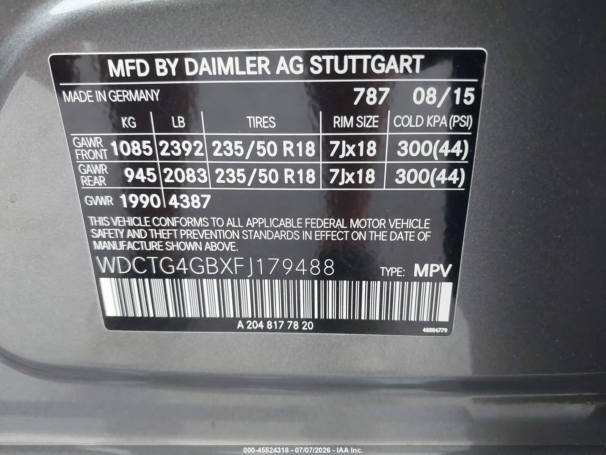2015 Mercedes-benz Gla 250 4matic Gray vin: WDCTG4GBXFJ179488