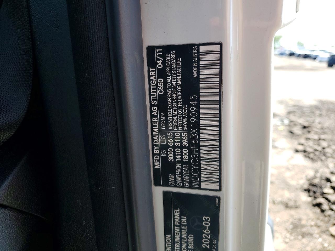 2011 Mercedes-benz G 550 White vin: WDCYC3HF6BX190945