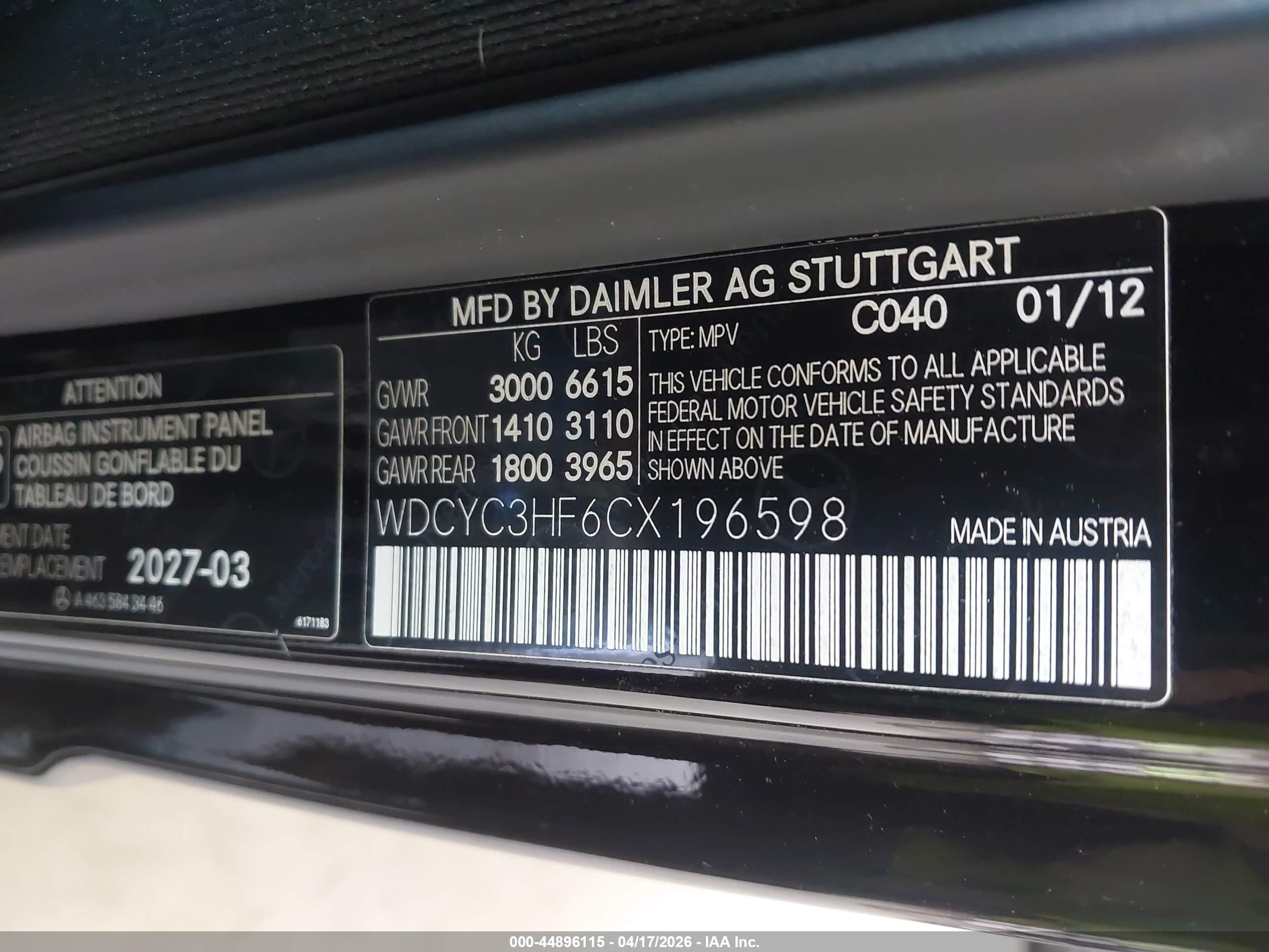 2012 Mercedes-benz G 550 Black vin: WDCYC3HF6CX196598
