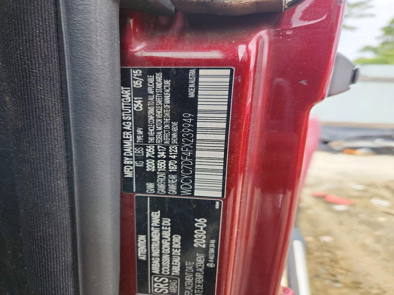 2015 Mercedes-benz G 63 Amg Red vin: WDCYC7DF4FX239949