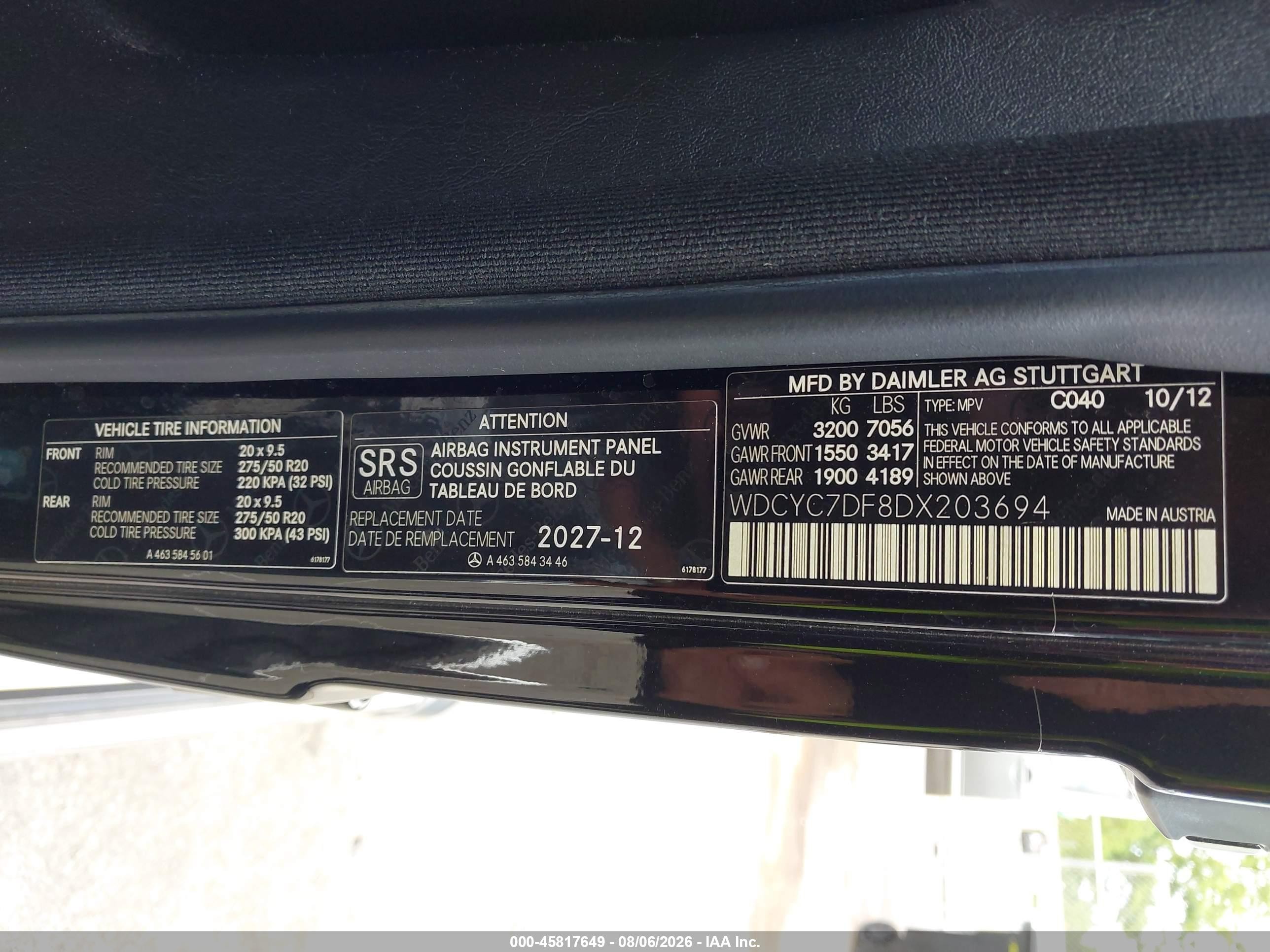 2013 Mercedes-benz G 63 Amg 4matic Black vin: WDCYC7DF8DX203694