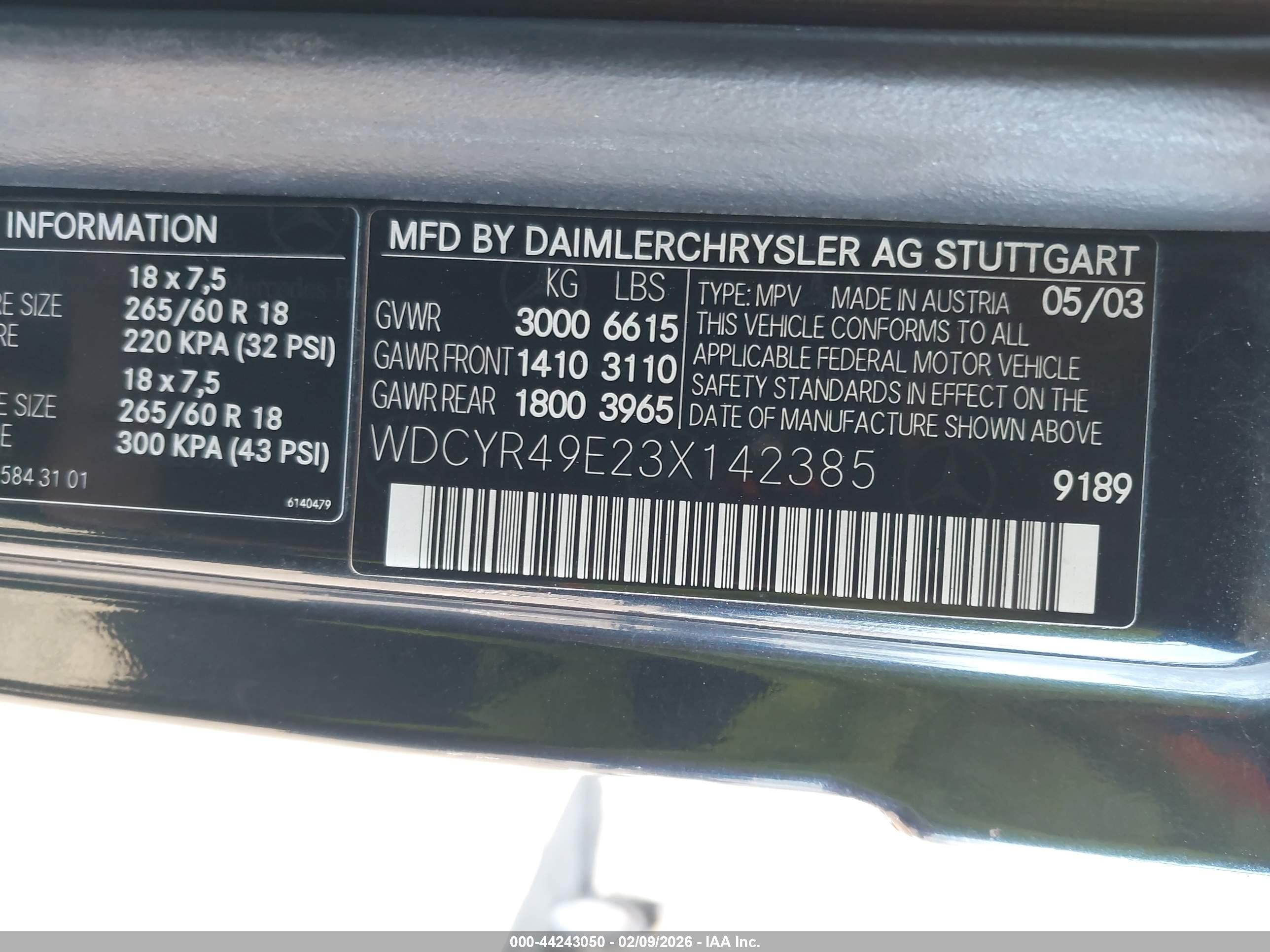 2003 Mercedes-benz G 500   Blue vin: WDCYR49E23X142385
