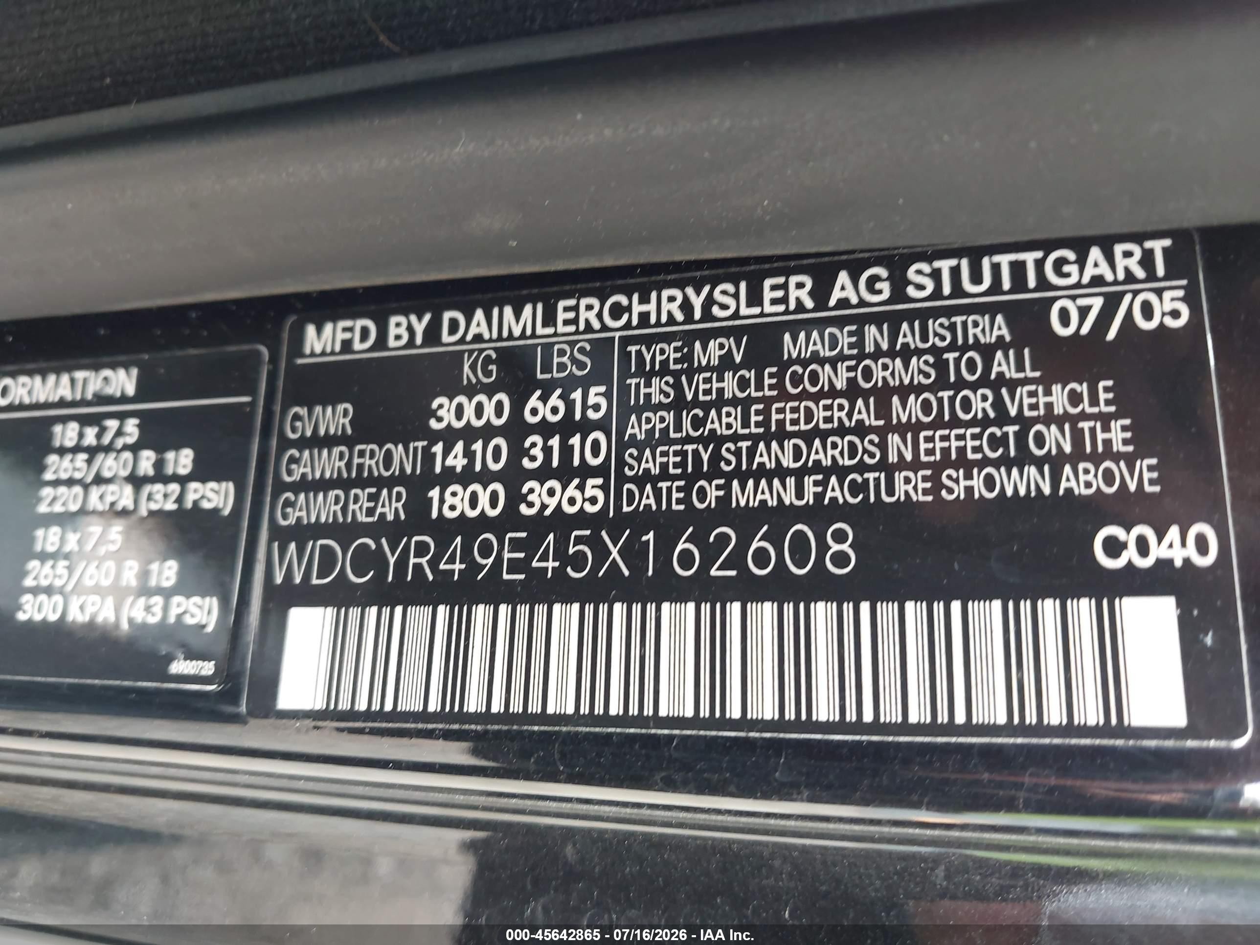 2005 Mercedes-benz G 500 4matic/grand Edition 4matic Black vin: WDCYR49E45X162608