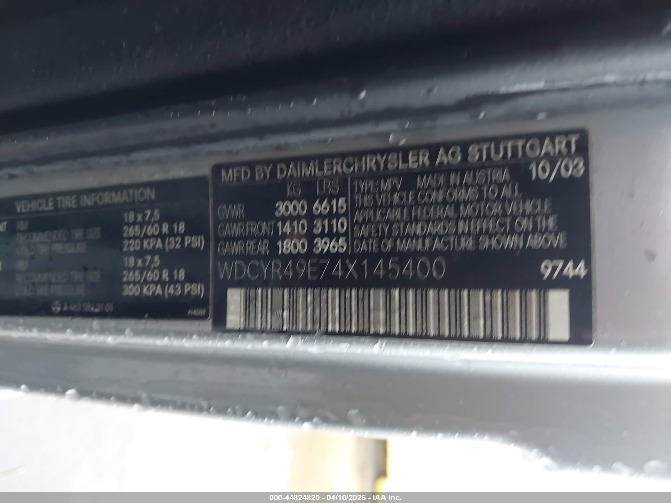 2004 Mercedes-benz G 500 4matic Gray vin: WDCYR49E74X145400