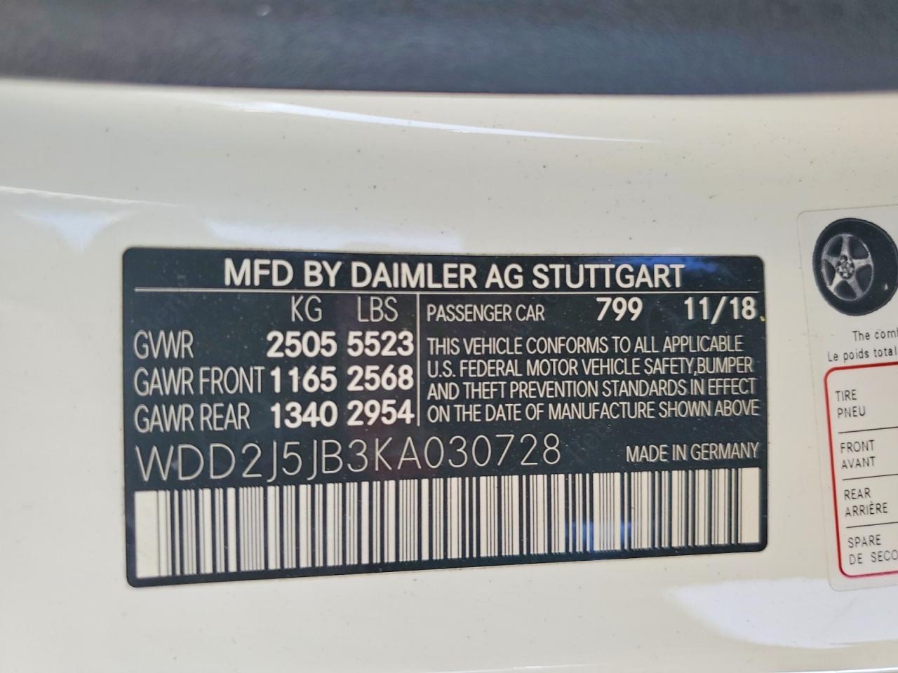 2019 Mercedes-benz Cls 450 Gray vin: WDD2J5JB3KA030728