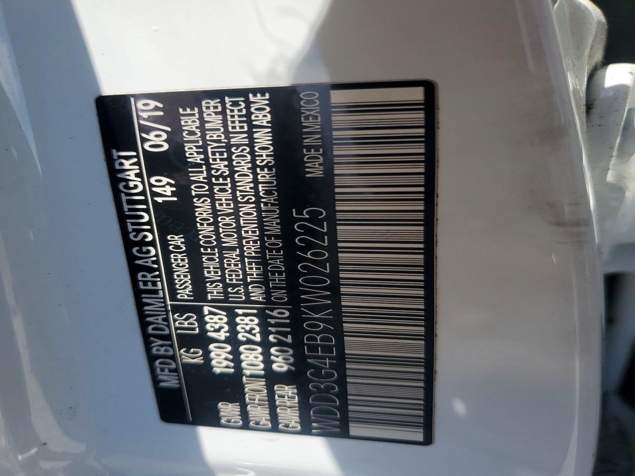 2019 Mercedes-benz A 220 White vin: WDD3G4EB9KW026225