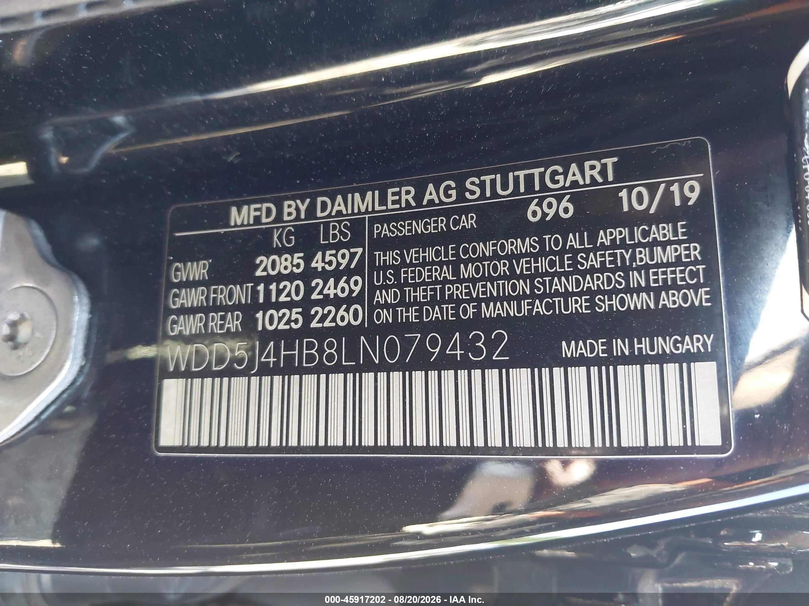 2020 Mercedes-benz Cla 250 4matic Черный vin: WDD5J4HB8LN079432