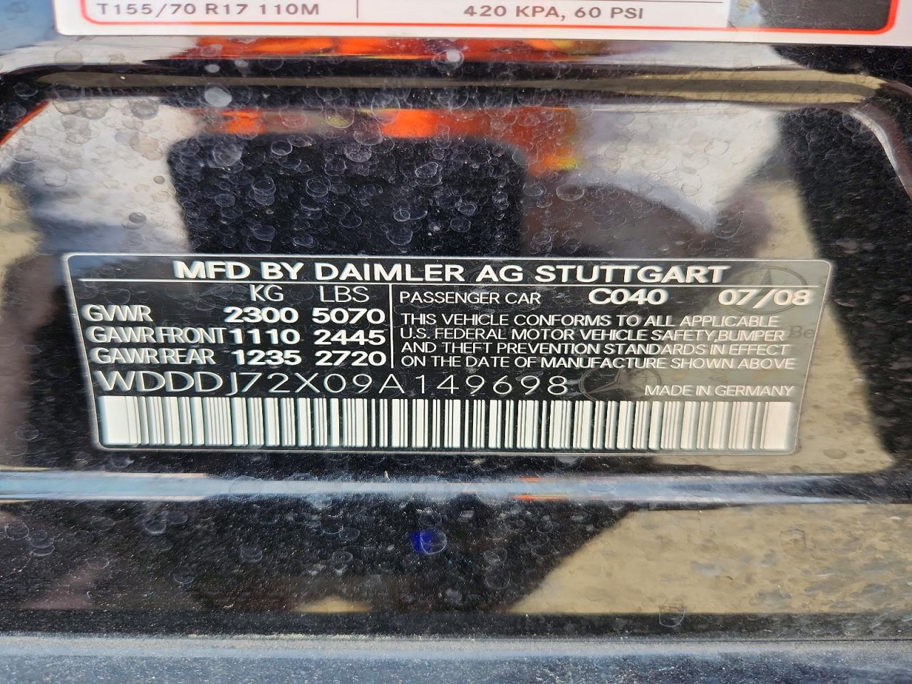 2009 Mercedes-benz Cls 550 Black vin: WDDDJ72X09A149698