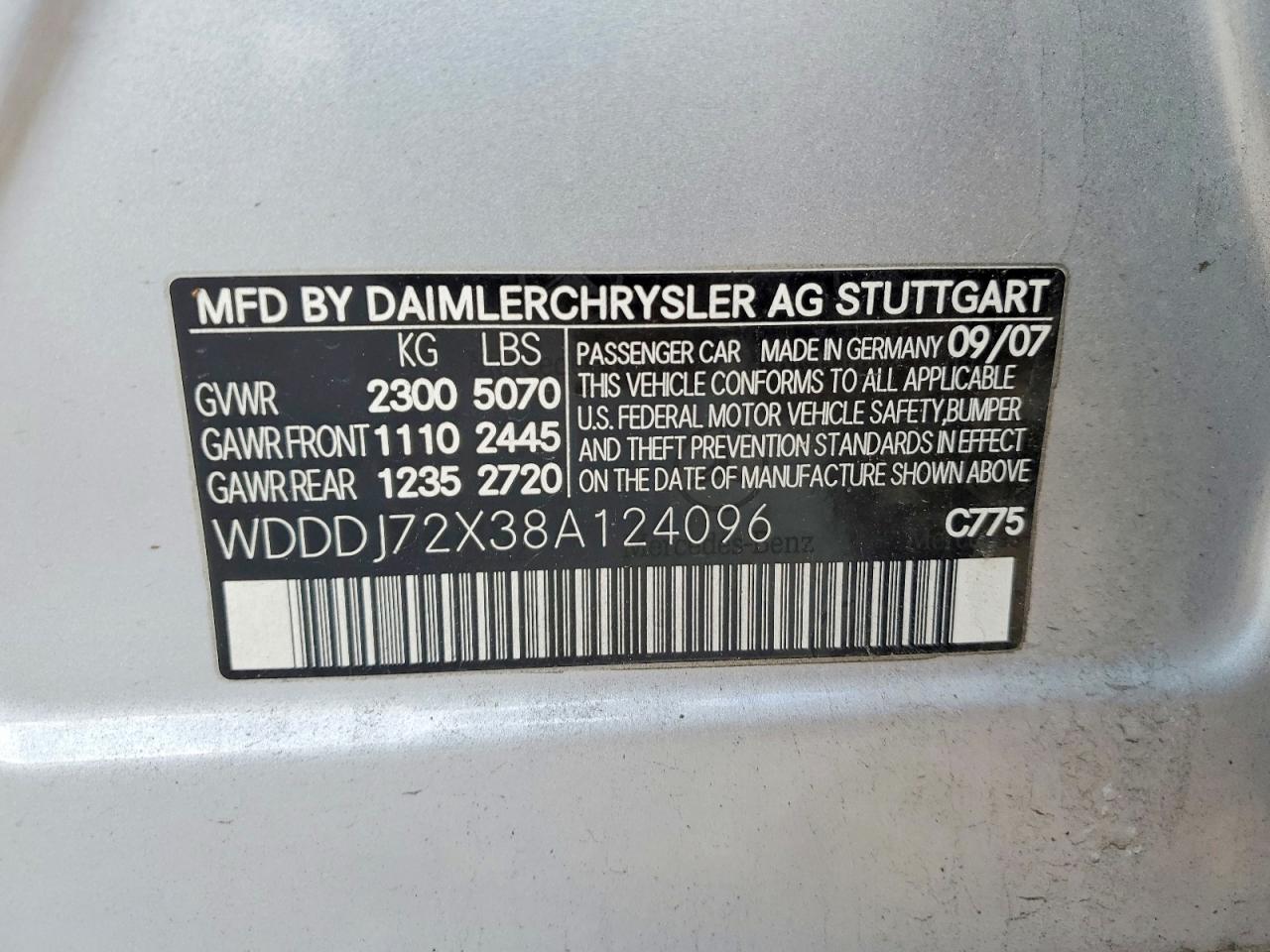 2008 Mercedes-benz Cls 550 Silver vin: WDDDJ72X38A124096