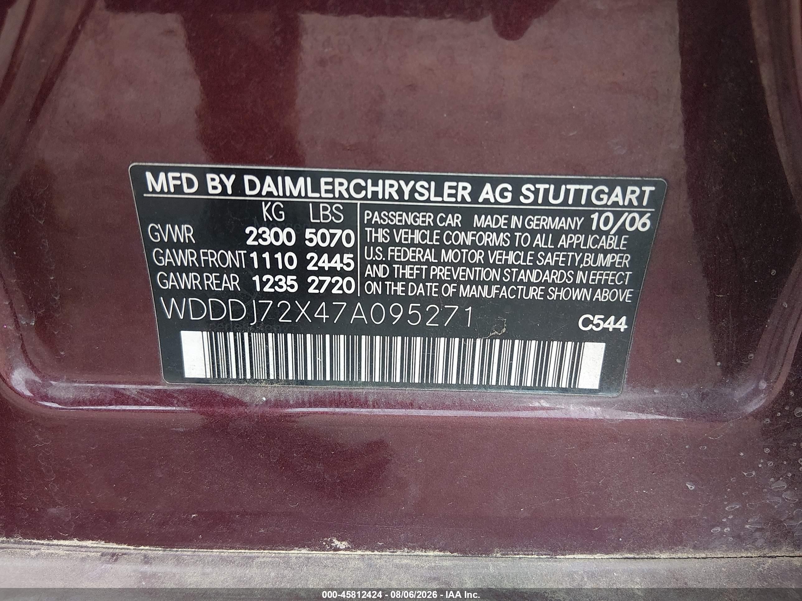 2007 Mercedes-benz Cls 550 Maroon vin: WDDDJ72X47A095271
