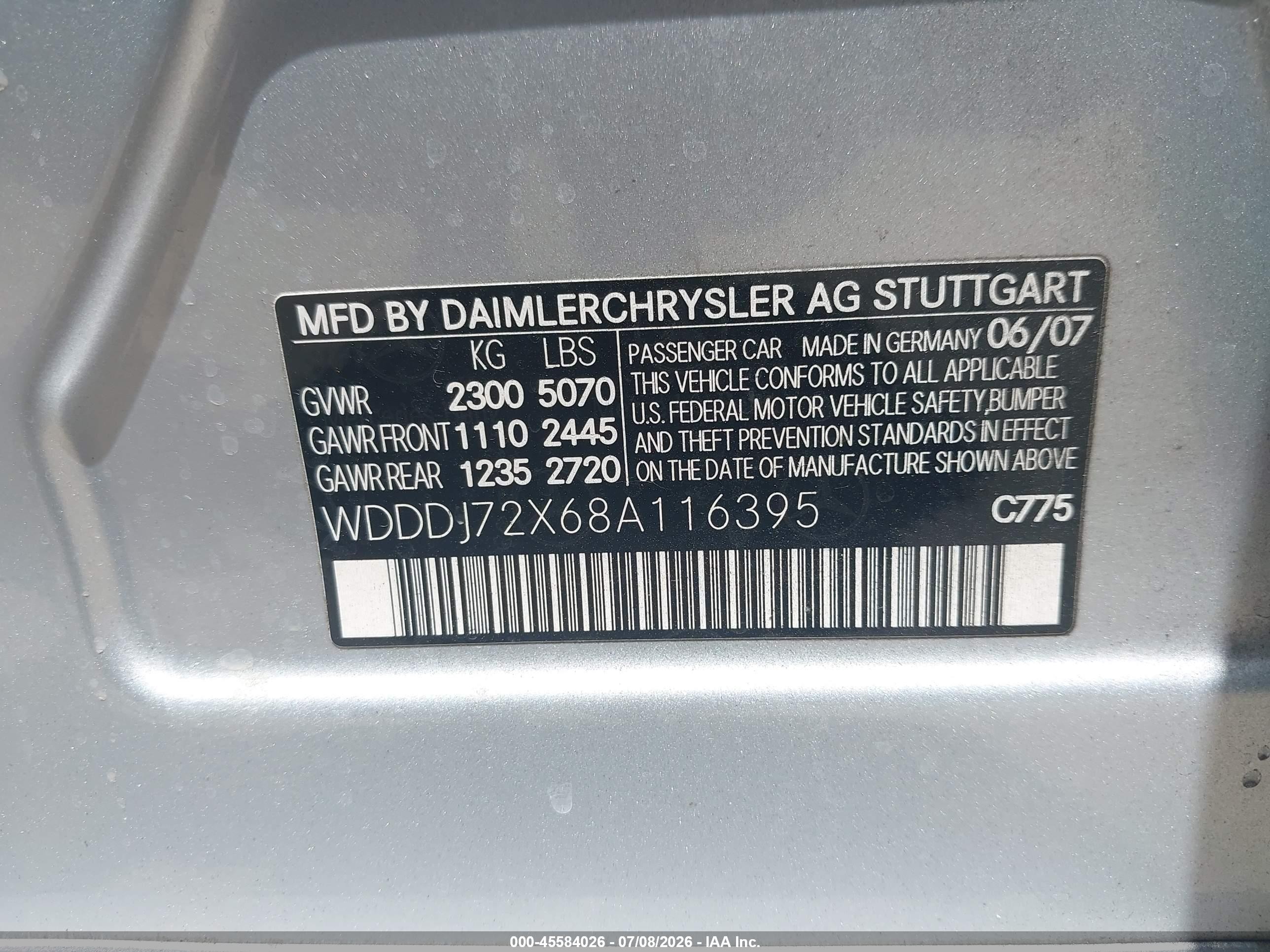 2008 Mercedes-benz Cls 550   Gray vin: WDDDJ72X68A116395