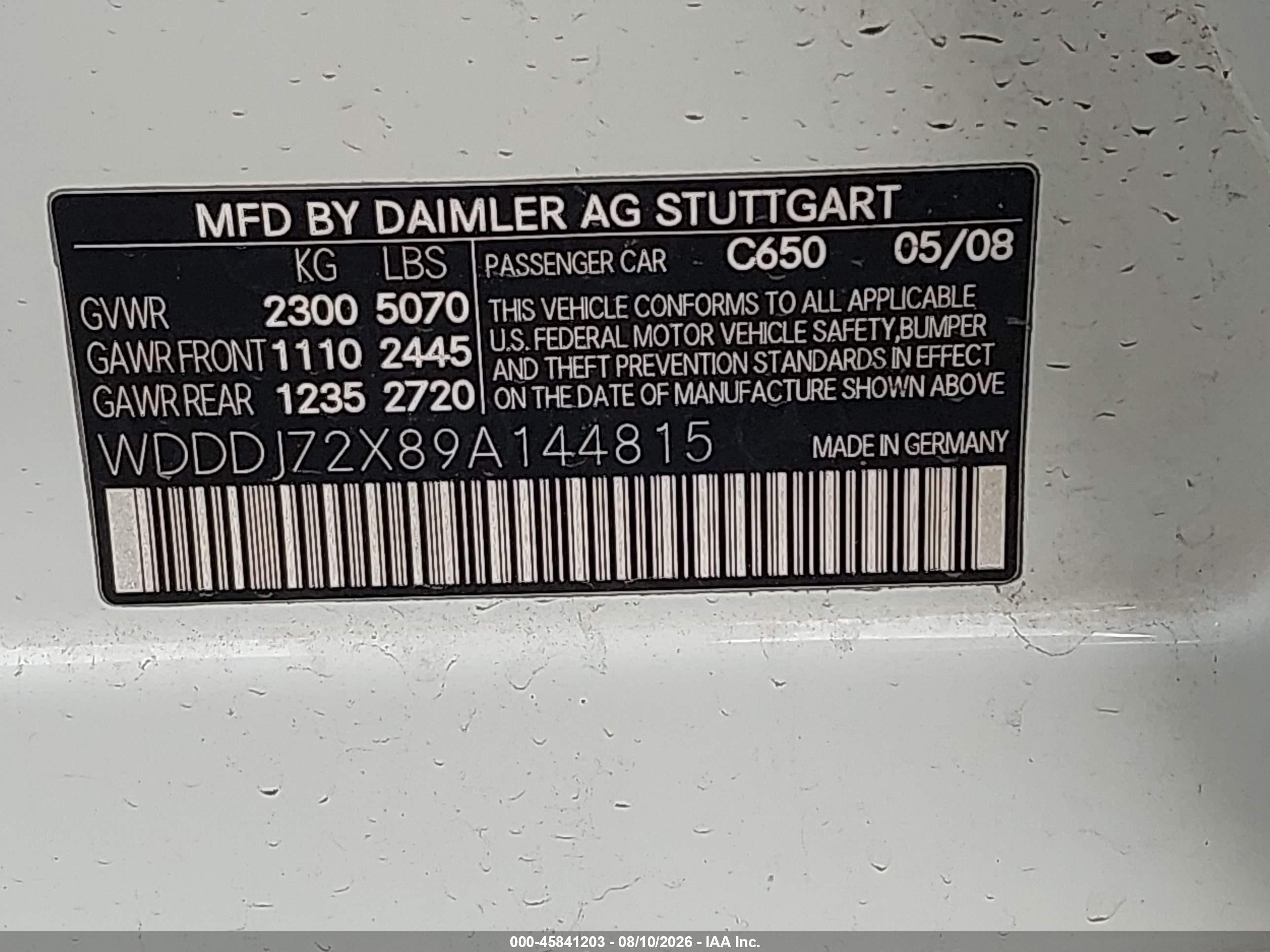 2009 Mercedes-benz Cls 550   White vin: WDDDJ72X89A144815