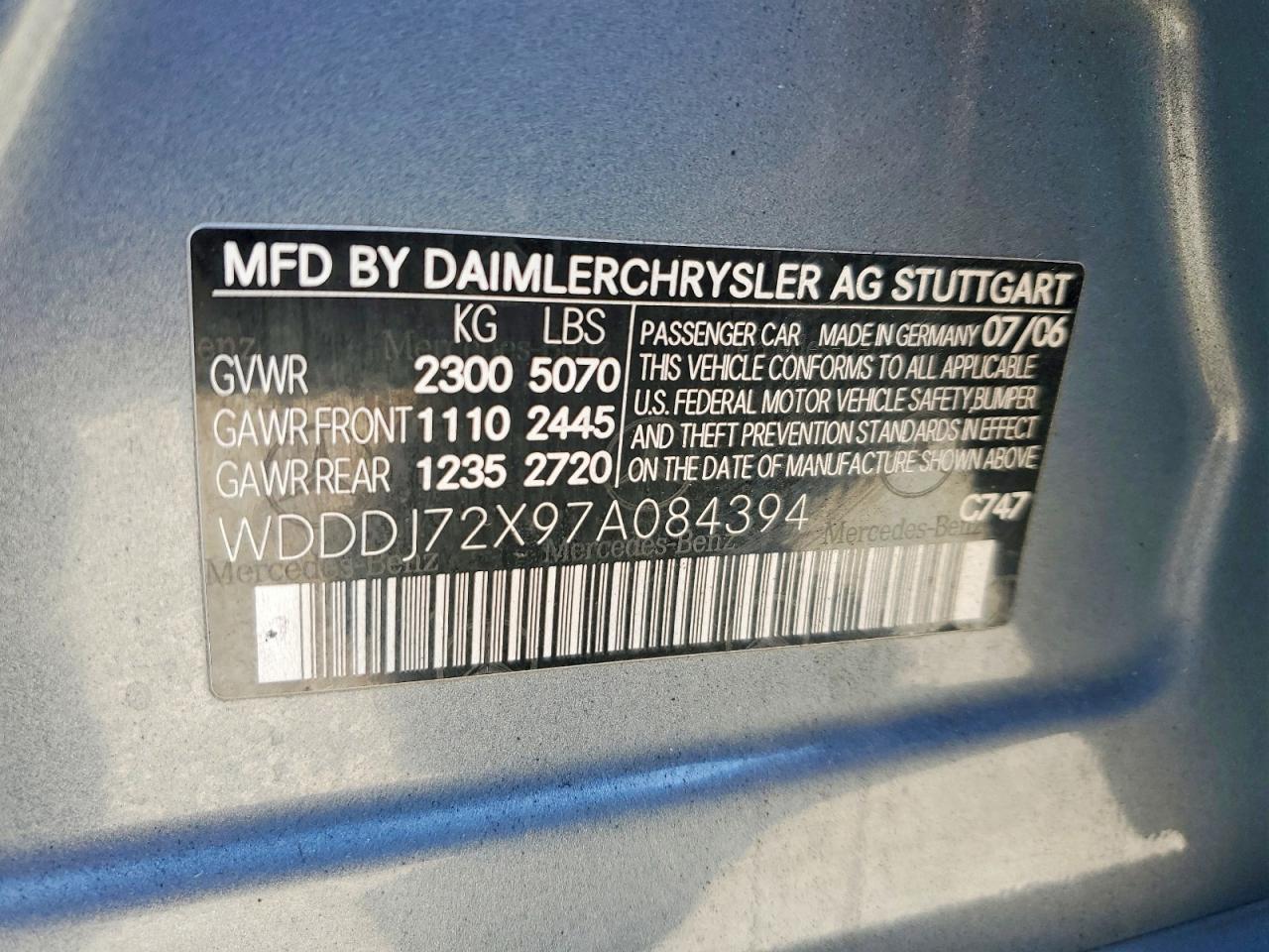2007 Mercedes Benz Cls 550 Silver vin: WDDDJ72X97A084394