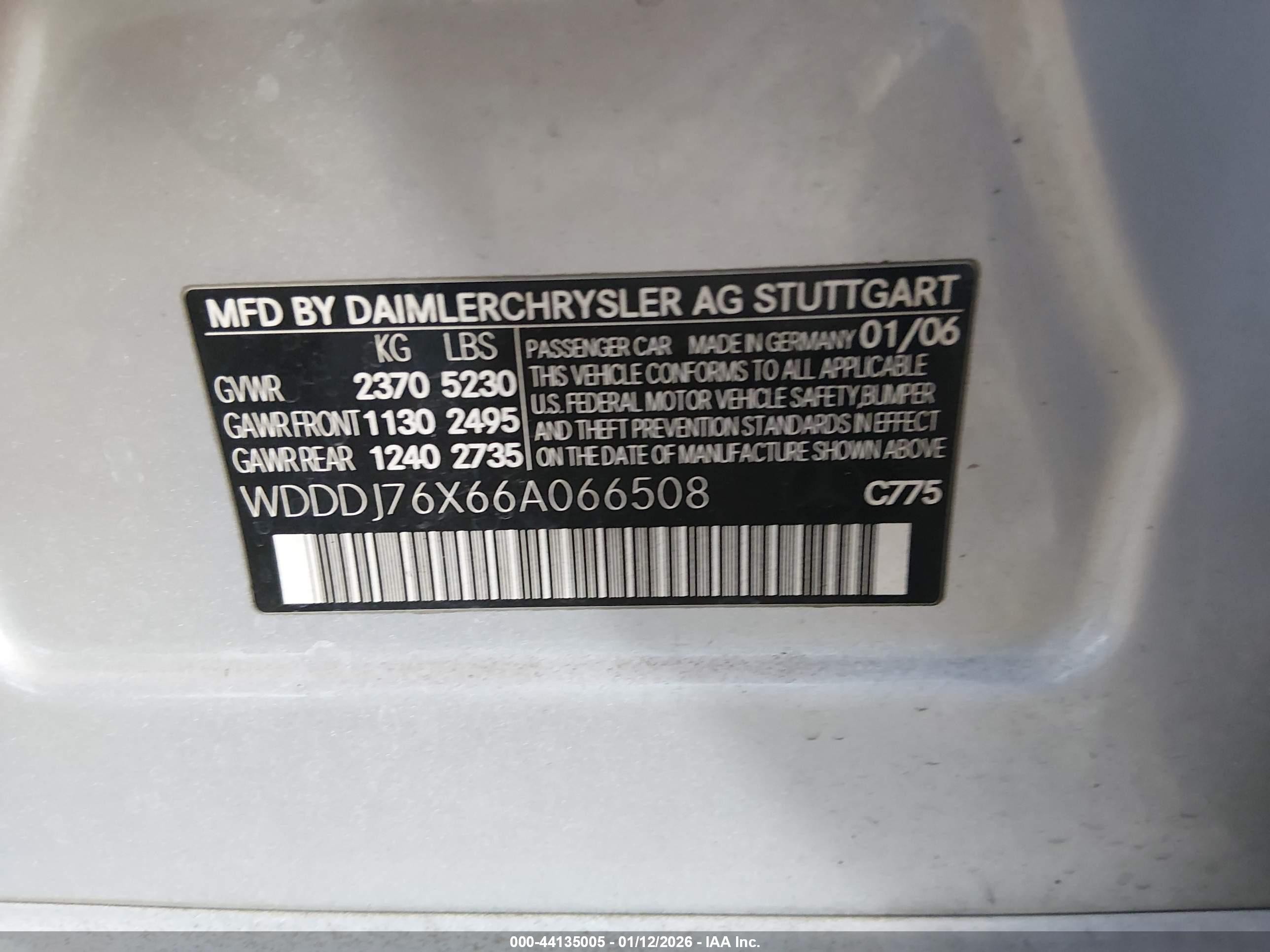 2006 Mercedes-benz Cls 55 Amg   Серебряный vin: WDDDJ76X66A066508