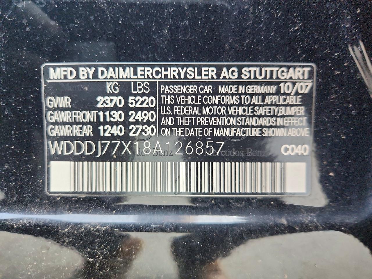 2008 Mercedes-benz Cls 63 Amg Black vin: WDDDJ77X18A126857