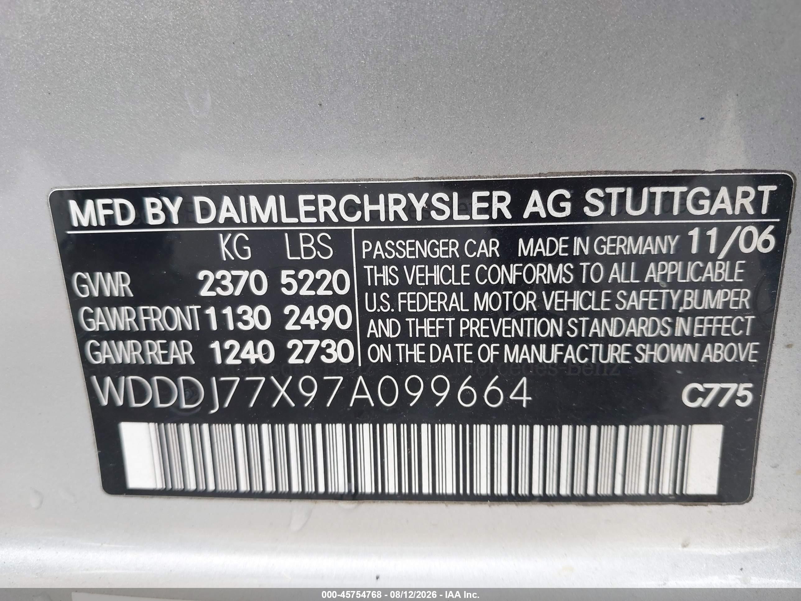 2007 Mercedes-benz Cls 63 Amg Silver vin: WDDDJ77X97A099664