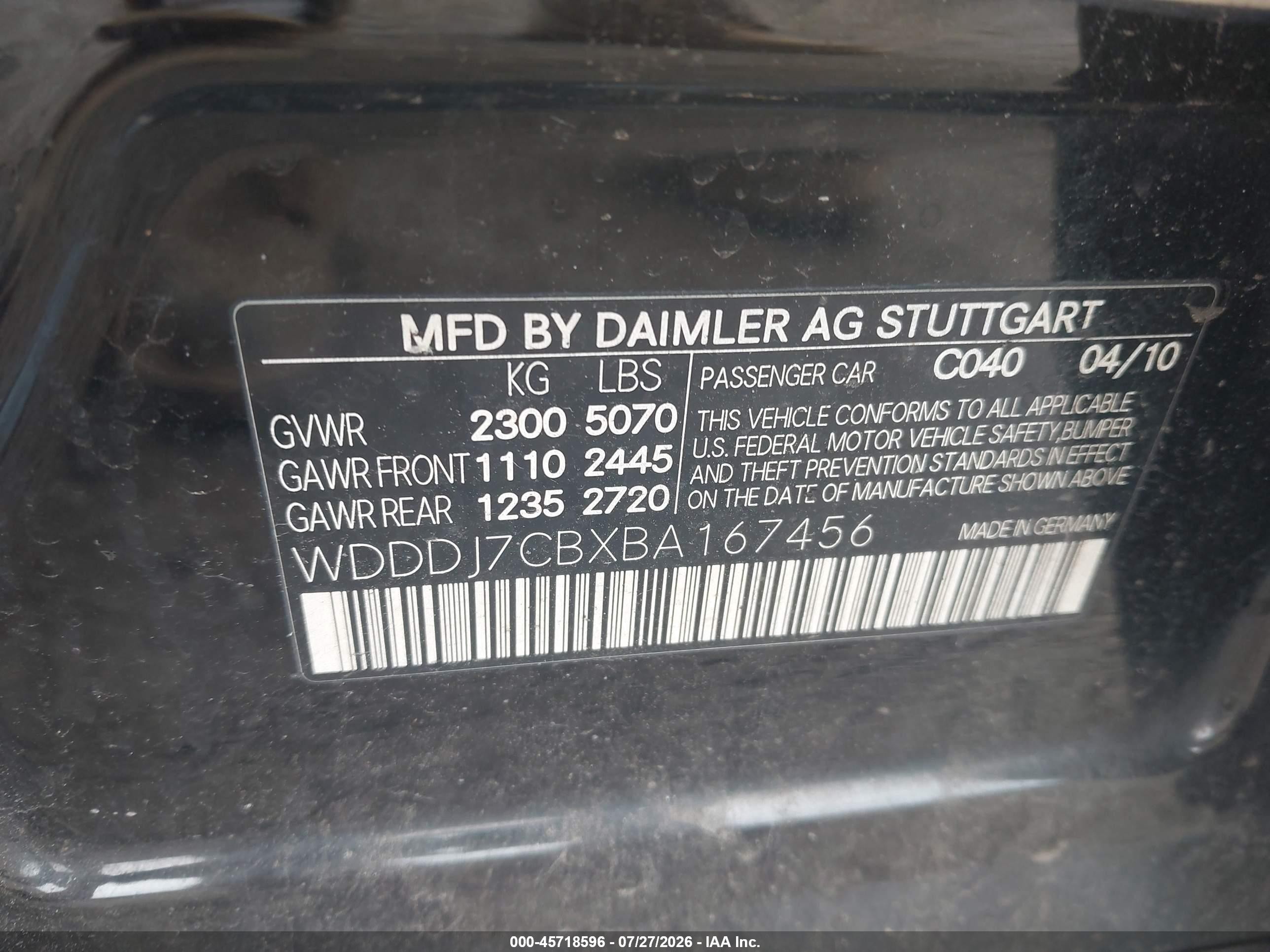 2011 Mercedes-benz Cls 550   Черный vin: WDDDJ7CBXBA167456