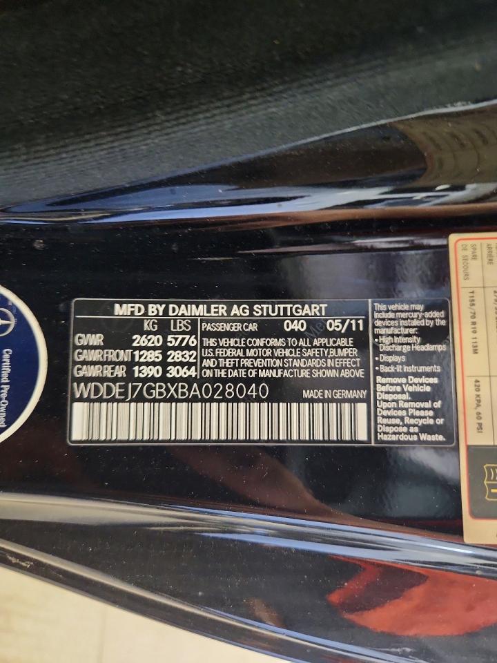 2011 Mercedes-benz Cl 600 Black vin: WDDEJ7GBXBA028040