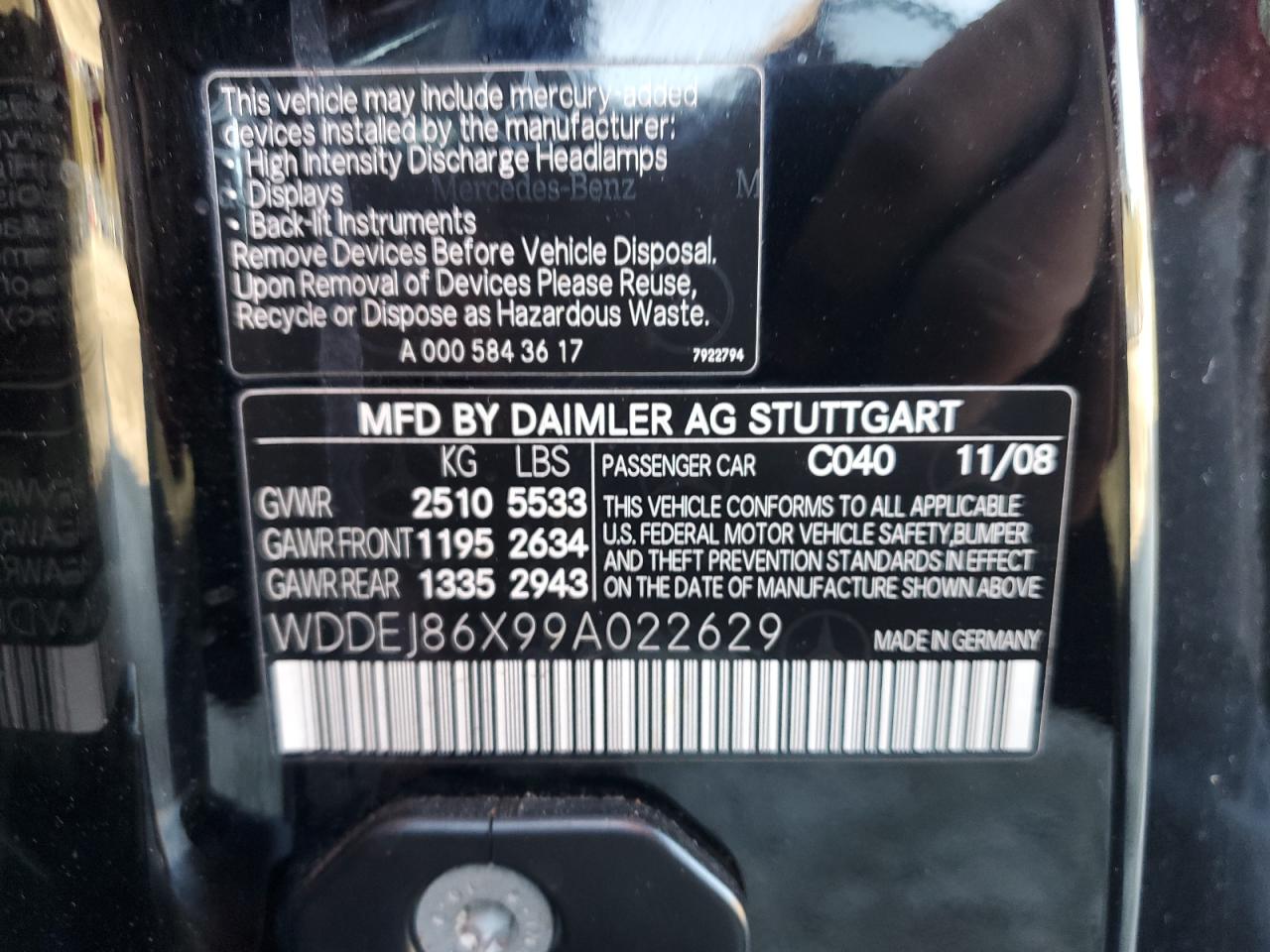 2009 Mercedes-benz Cl 550 4matic Black vin: WDDEJ86X99A022629