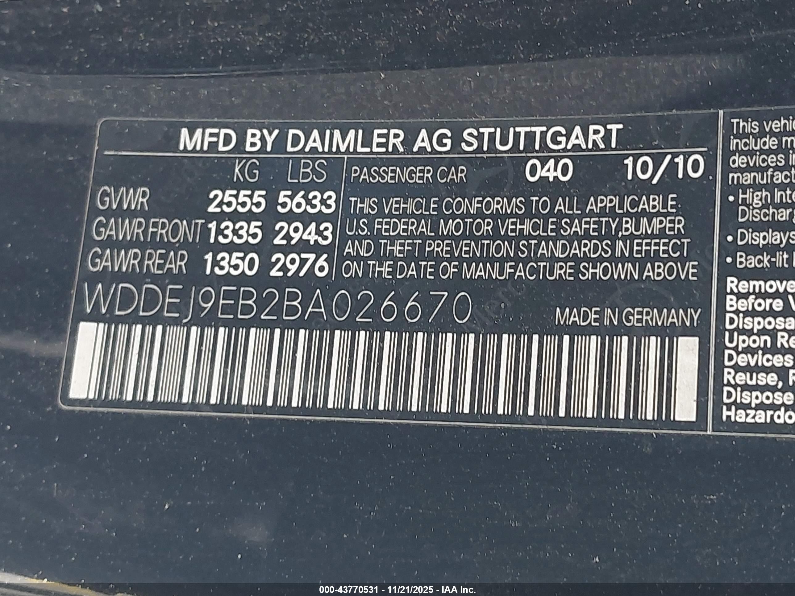 2011 Mercedes-benz Cl 550 4matic Black vin: WDDEJ9EB2BA026670