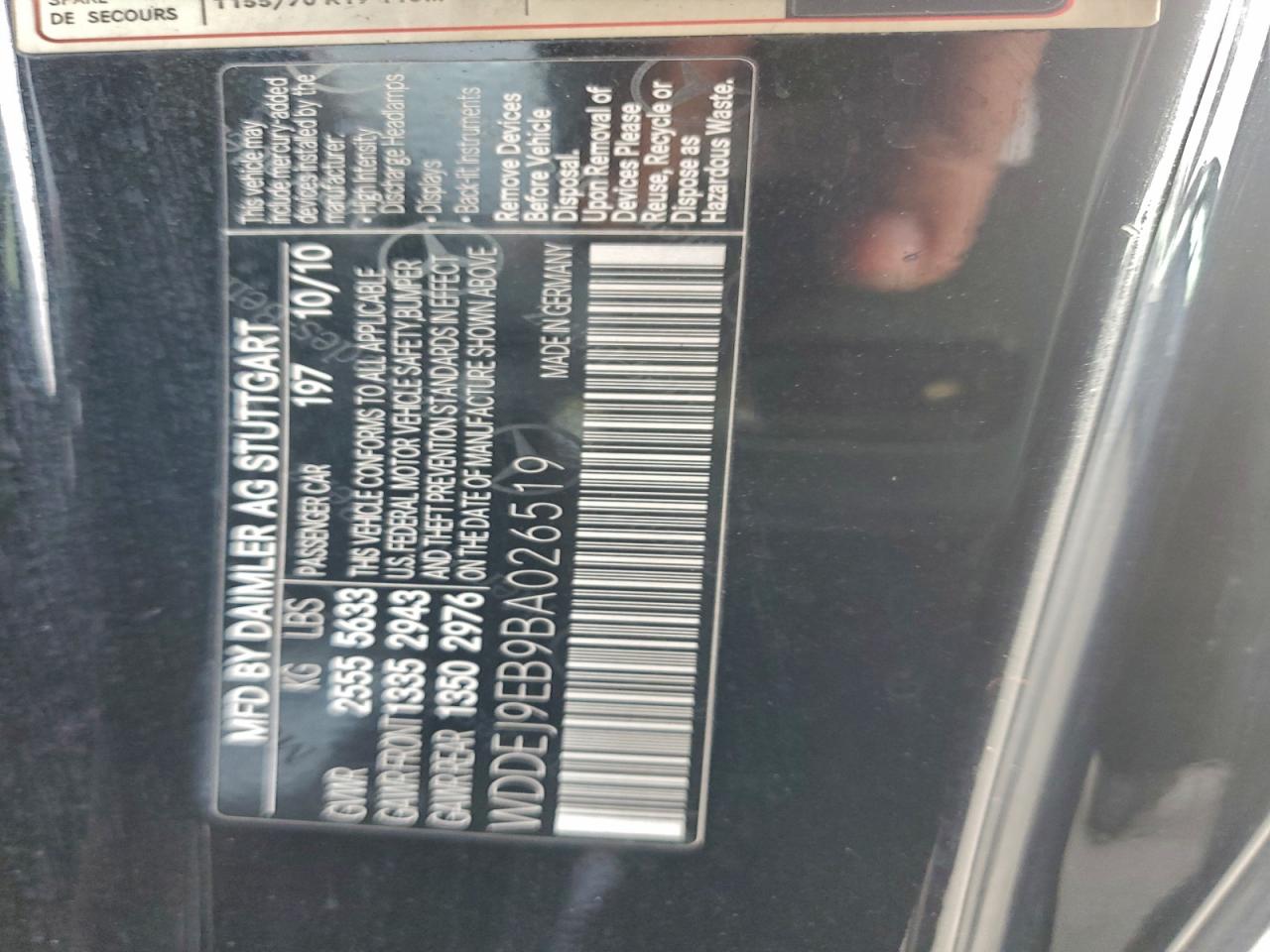2011 Mercedes-benz Cl 550 4matic Black vin: WDDEJ9EB9BA026519