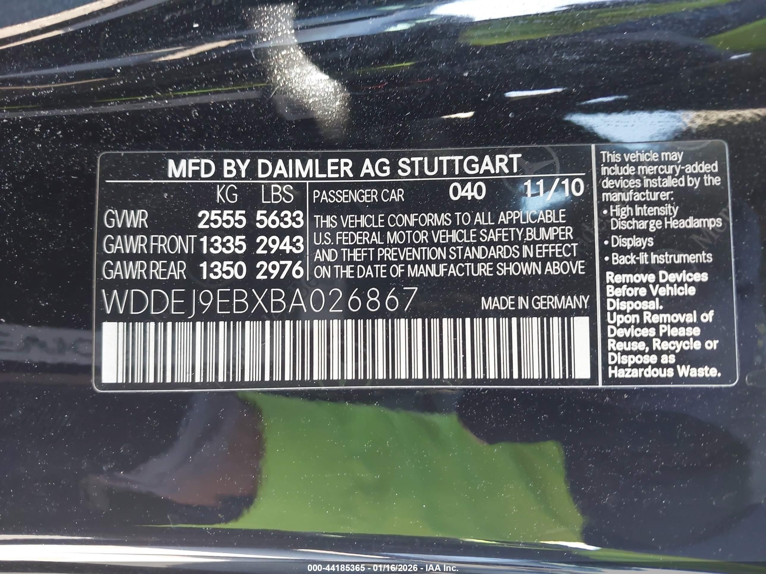 2011 Mercedes-benz Cl 550 4matic Black vin: WDDEJ9EBXBA026867