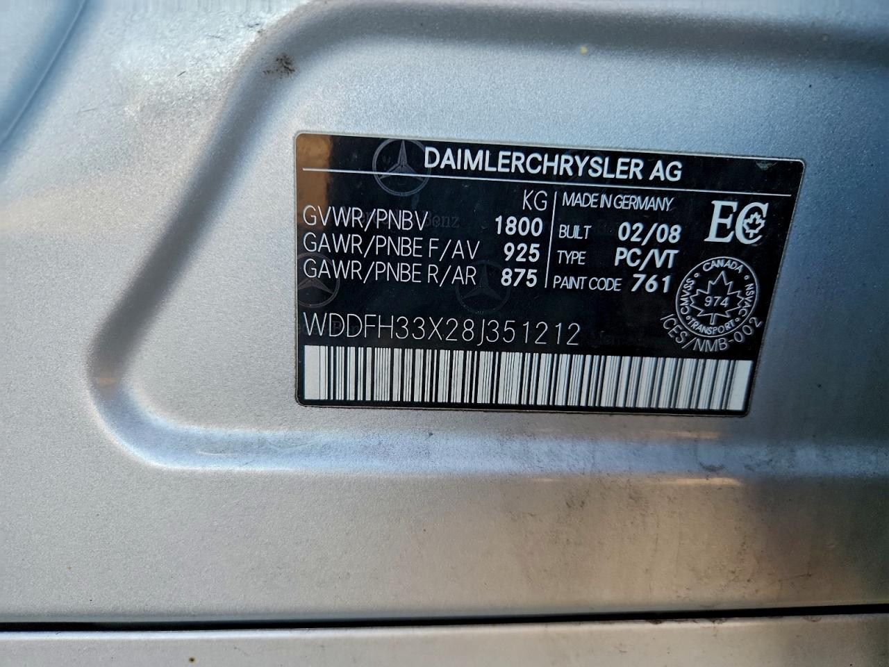 2008 Mercedes-benz B200 Silver vin: WDDFH33X28J351212