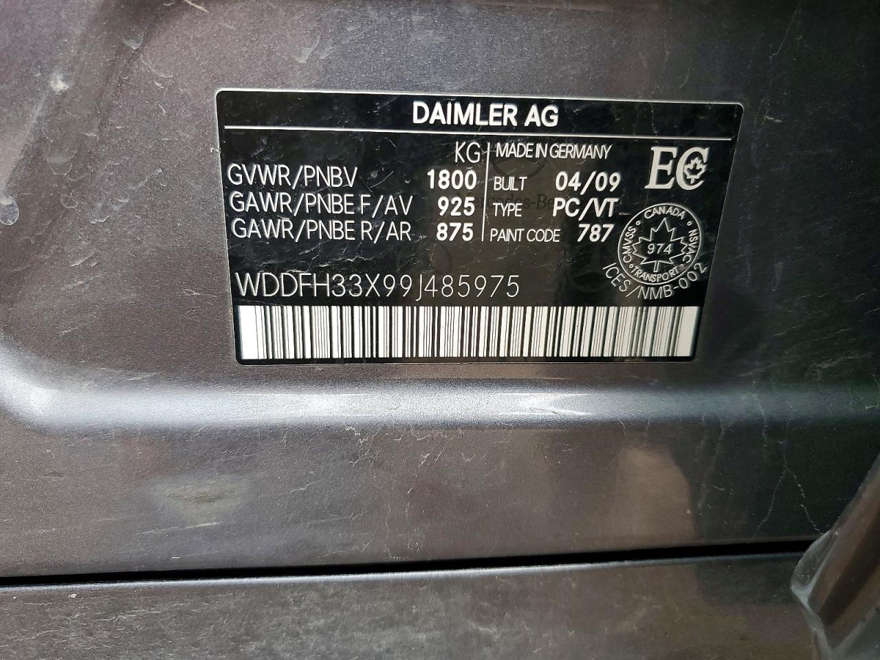 2009 Mercedes-benz B200 Серый vin: WDDFH33X99J485975