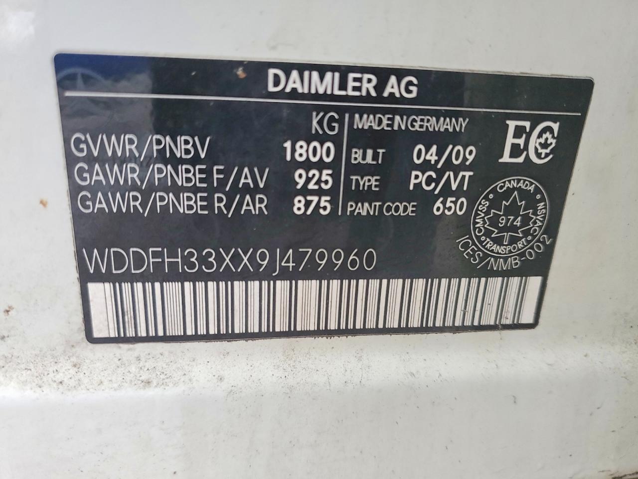 2009 Mercedes Benz B200 Белый vin: WDDFH33XX9J479960