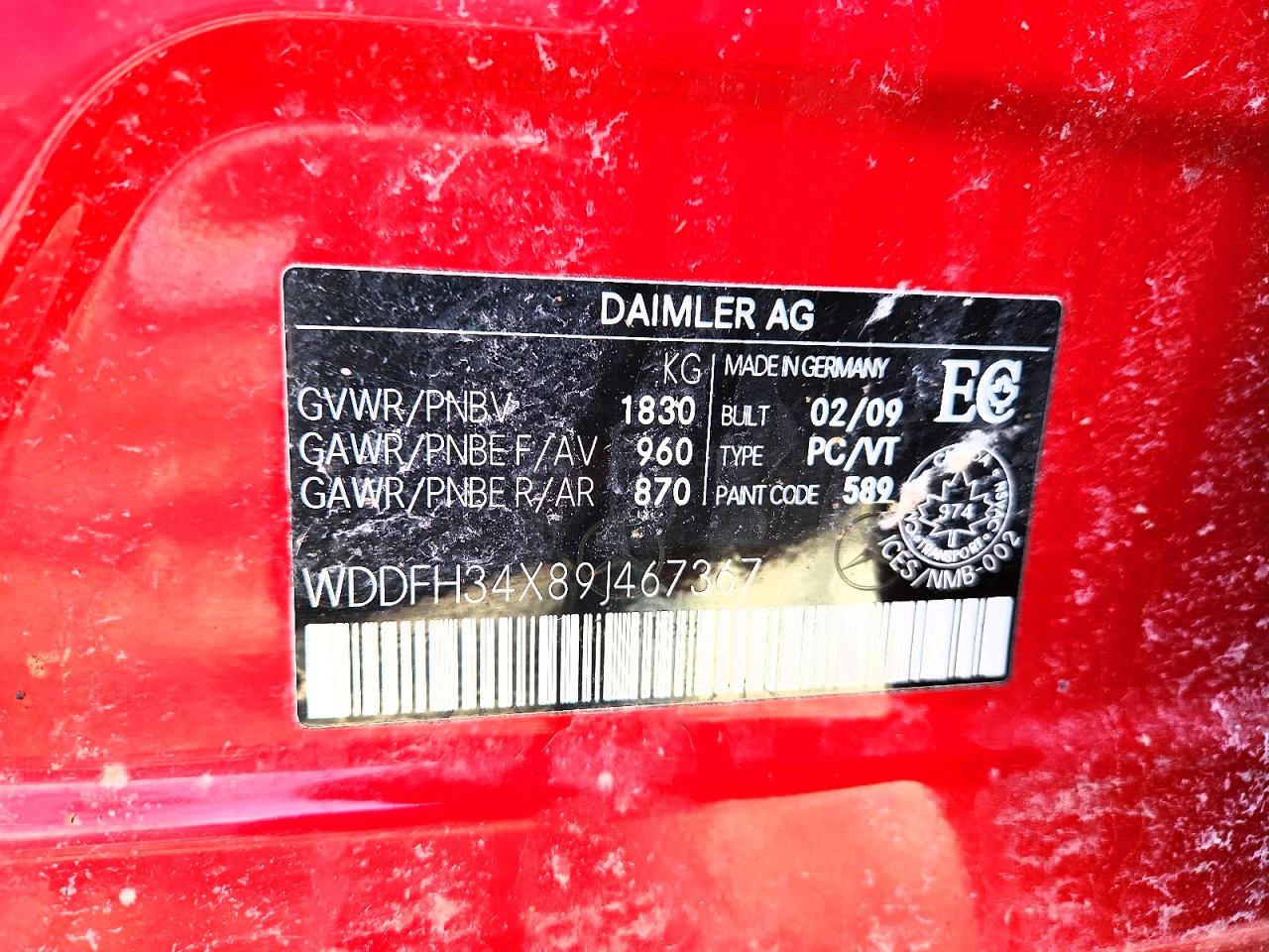 2009 Mercedes-benz B200 Red vin: WDDFH34X89J467367