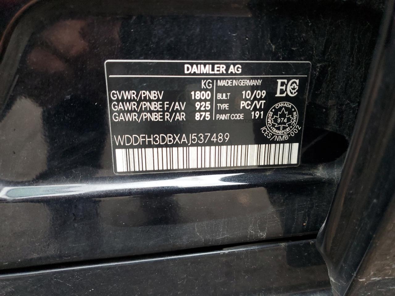 2010 Mercedes-benz B200 Black vin: WDDFH3DBXAJ537489