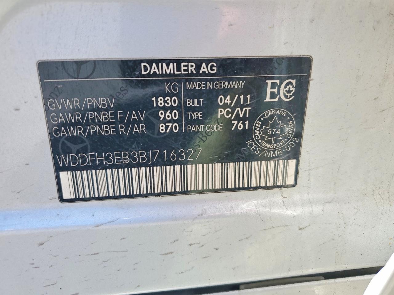 2011 Mercedes-benz B200 T Silver vin: WDDFH3EB3BJ716327