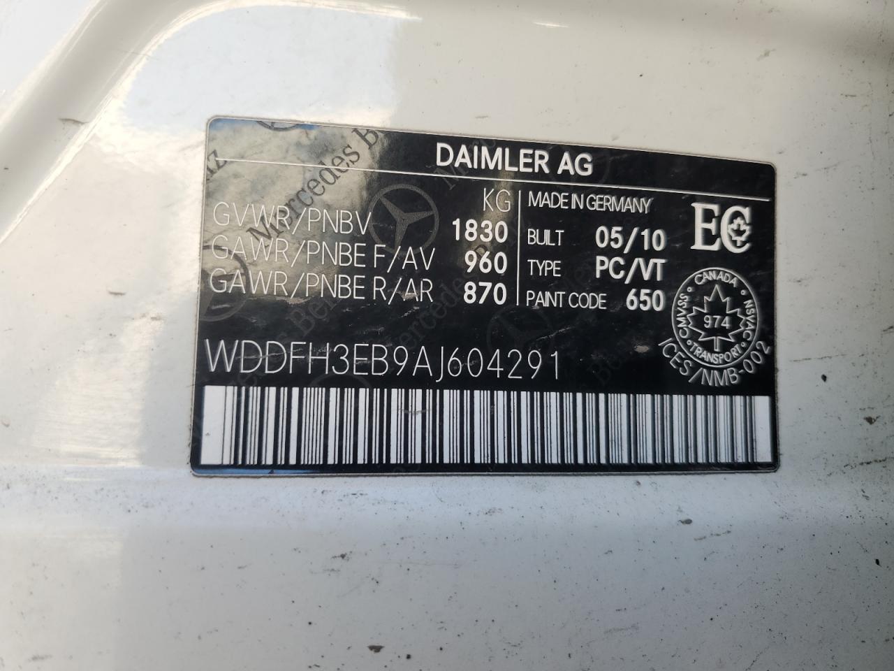 2010 Mercedes-benz B200 T White vin: WDDFH3EB9AJ604291