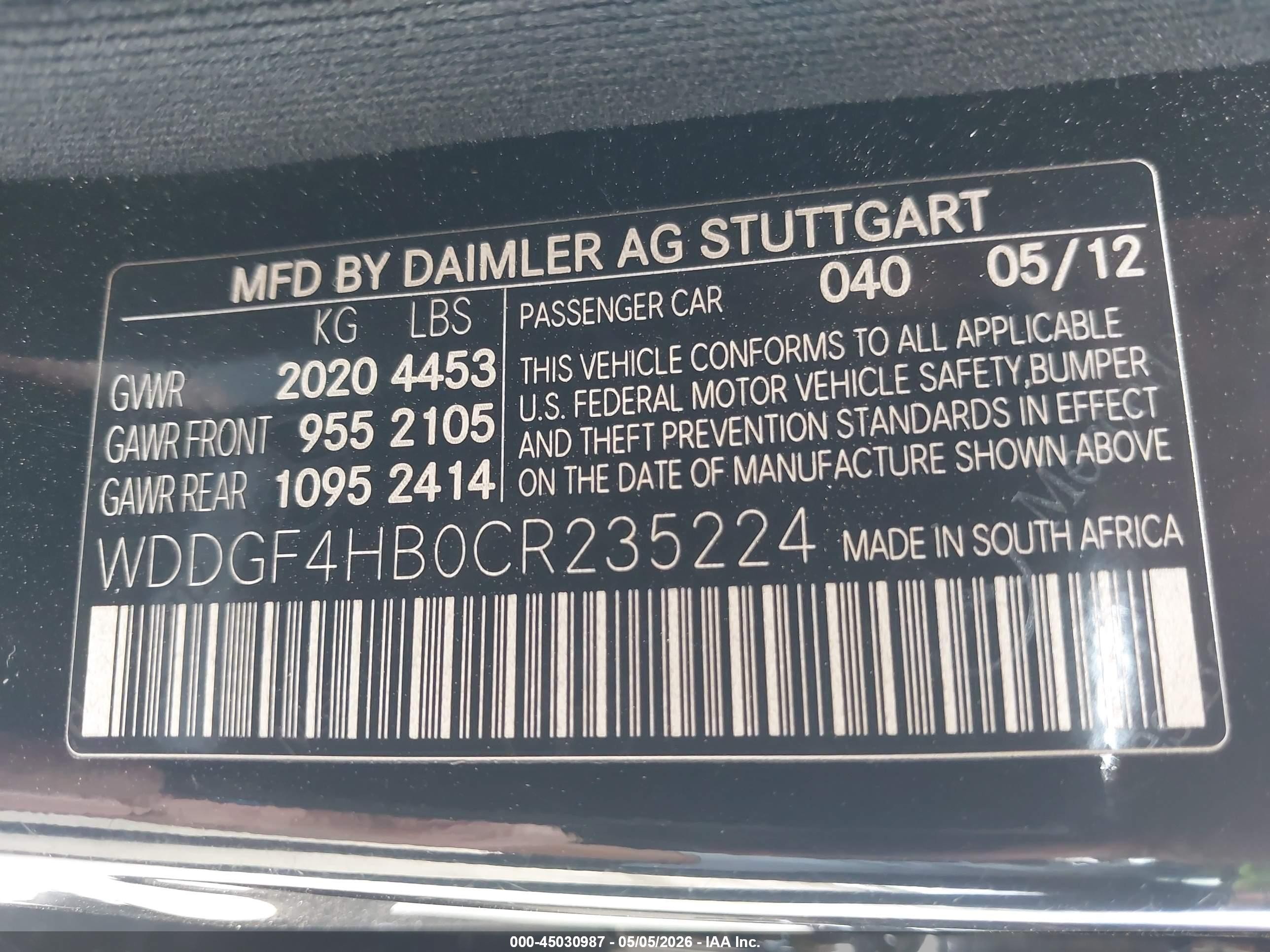 2012 Mercedes-benz C 250 Sport Black vin: WDDGF4HB0CR235224