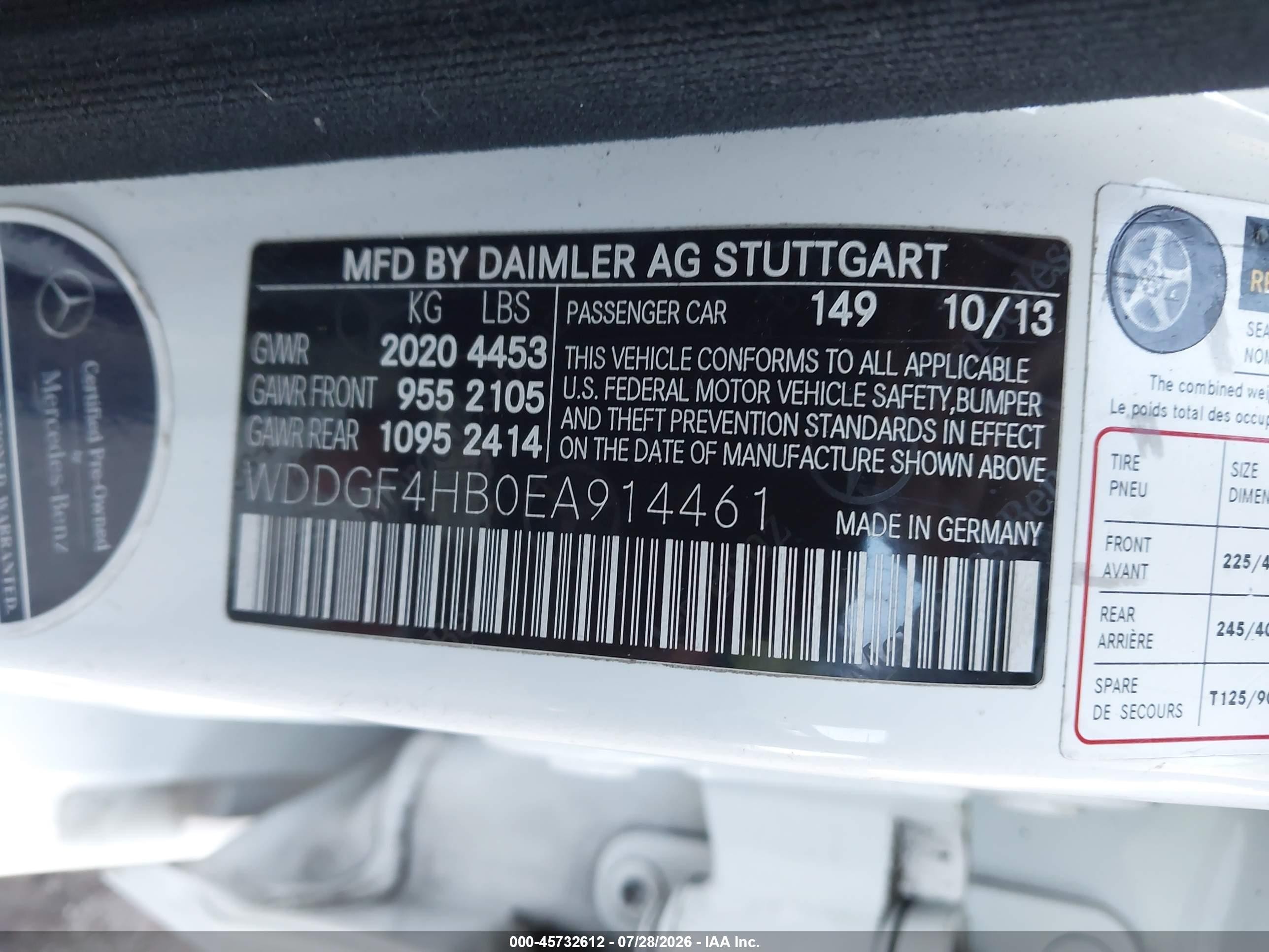 2014 Mercedes-benz C 250 Sport White vin: WDDGF4HB0EA914461