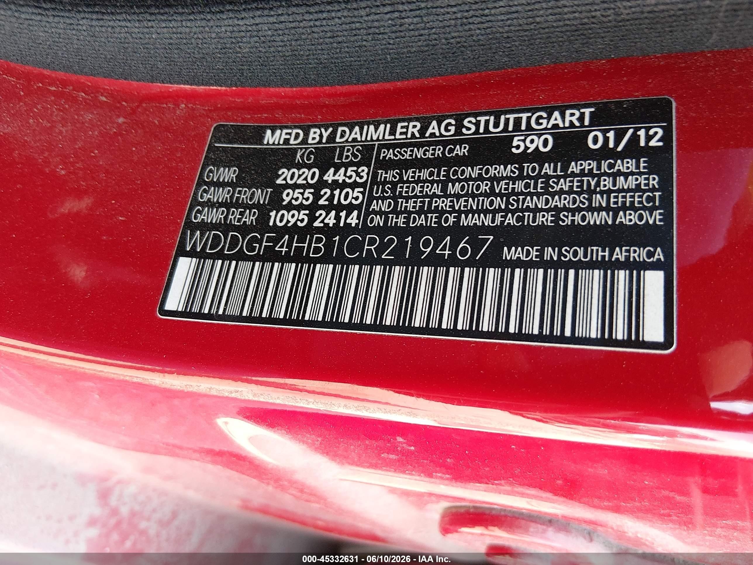 2012 Mercedes-benz C 250 Sport Красный vin: WDDGF4HB1CR219467