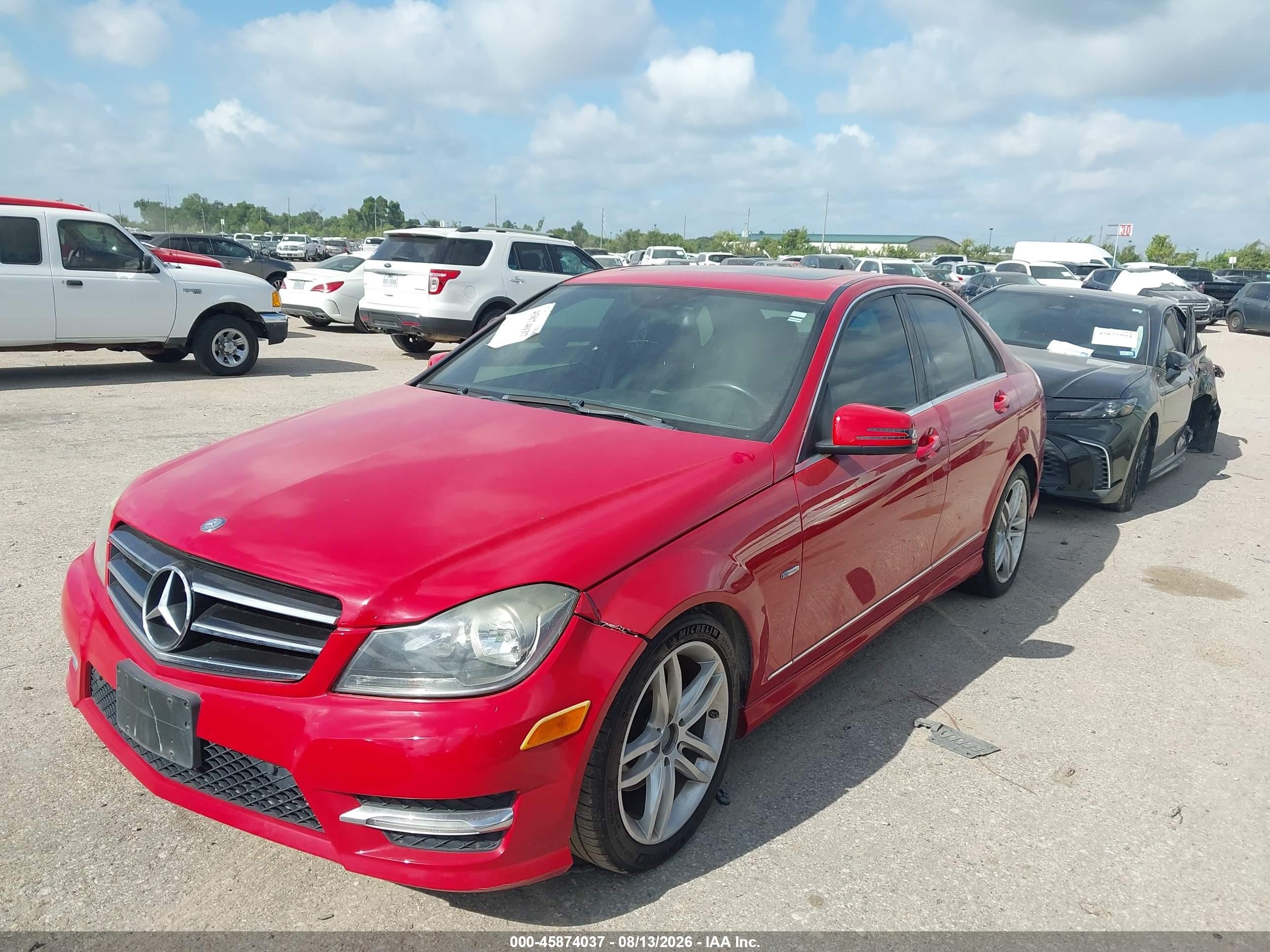 2012 Mercedes-benz C 250 Sport Red vin: WDDGF4HB3CA648141