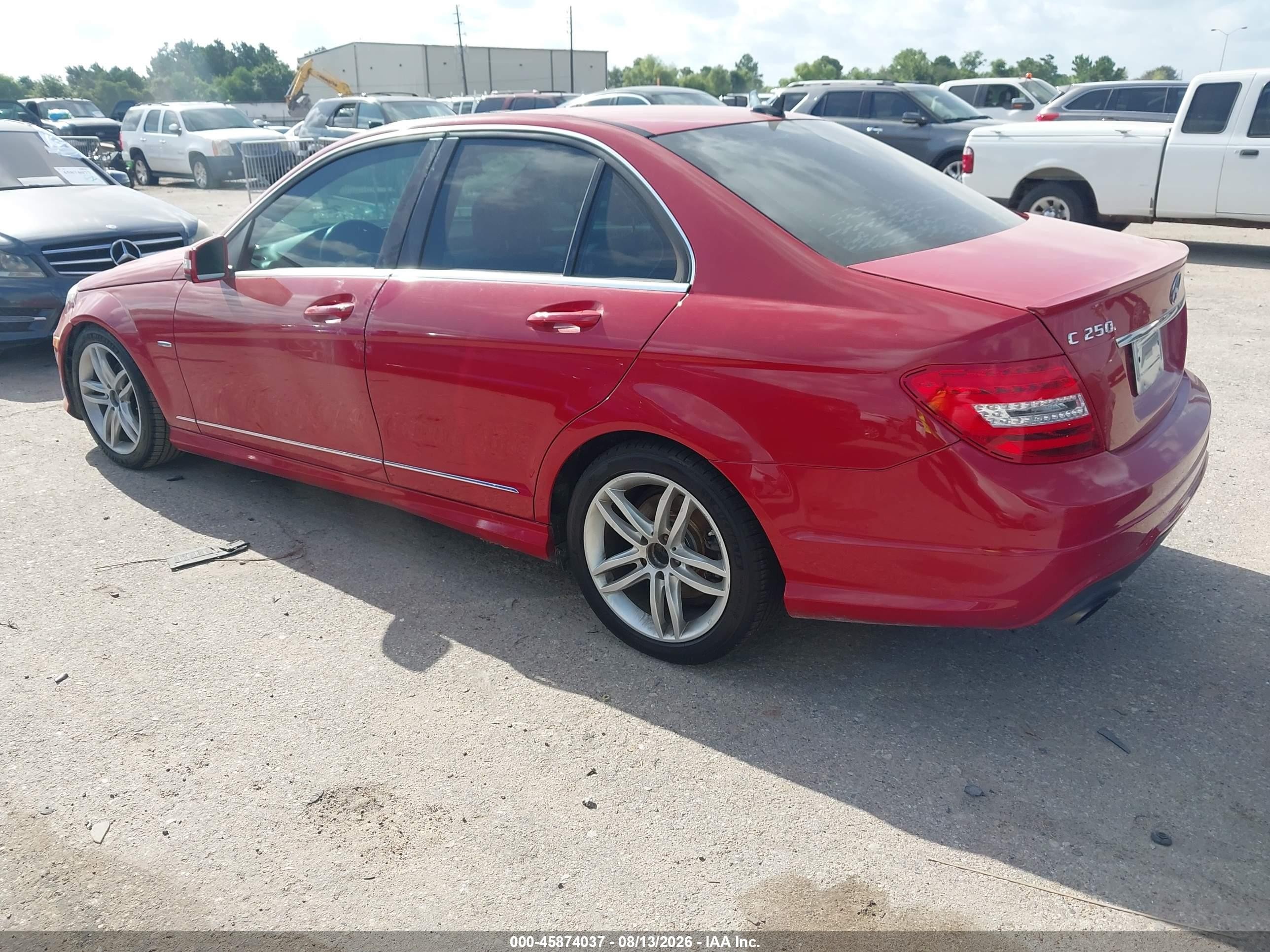 2012 Mercedes-benz C 250 Sport Red vin: WDDGF4HB3CA648141