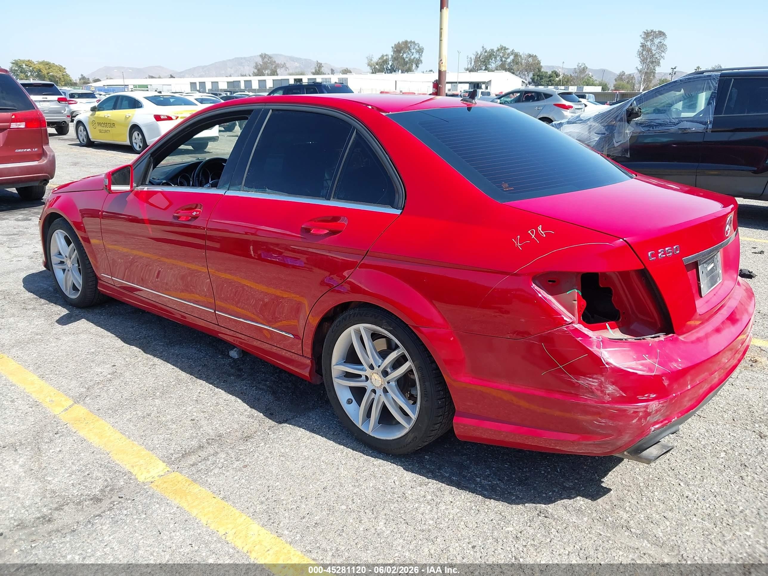 2013 Mercedes-benz C 250 Sport Red vin: WDDGF4HB3DR292714