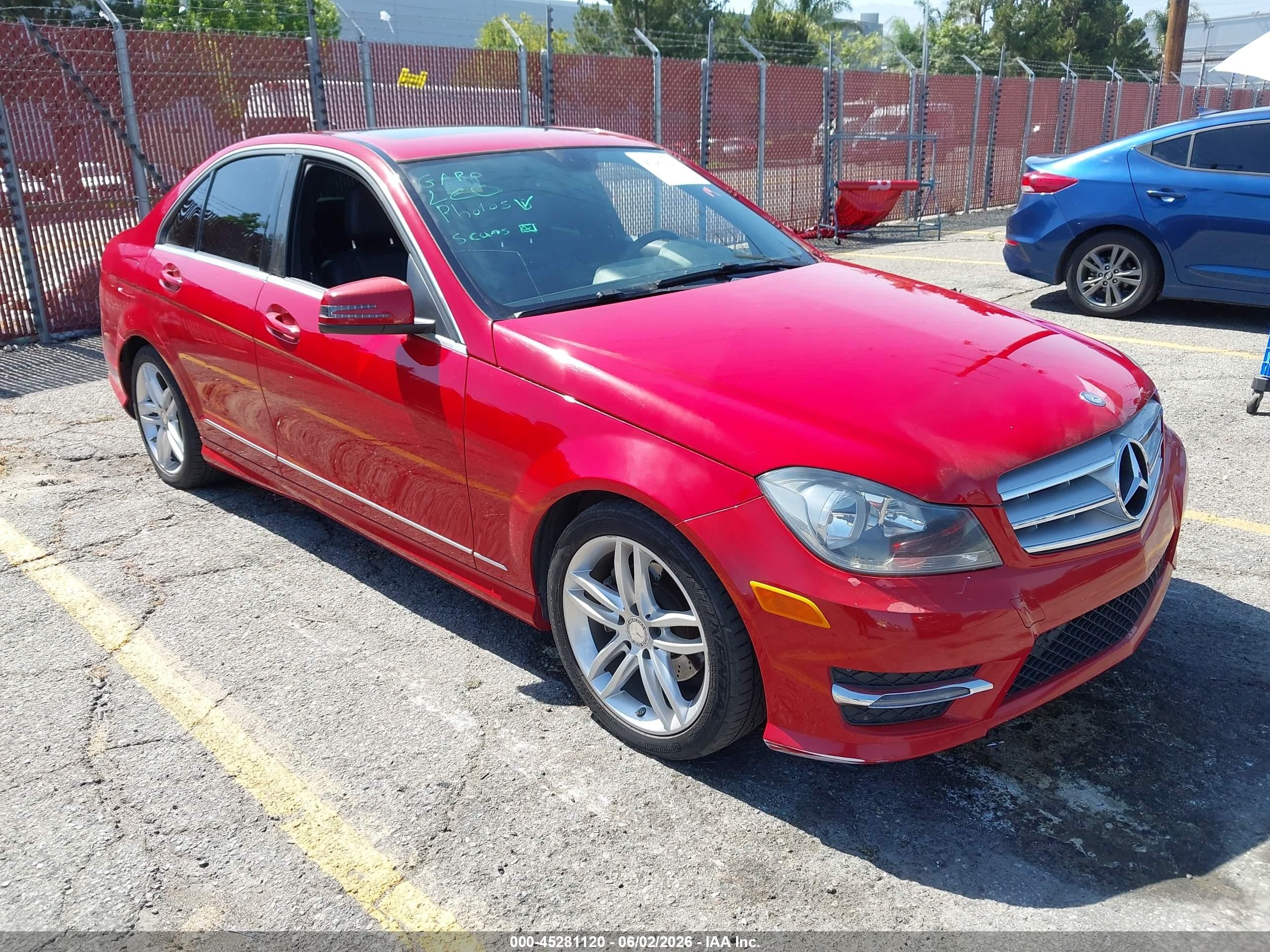2013 Mercedes-benz C 250 Sport Red vin: WDDGF4HB3DR292714