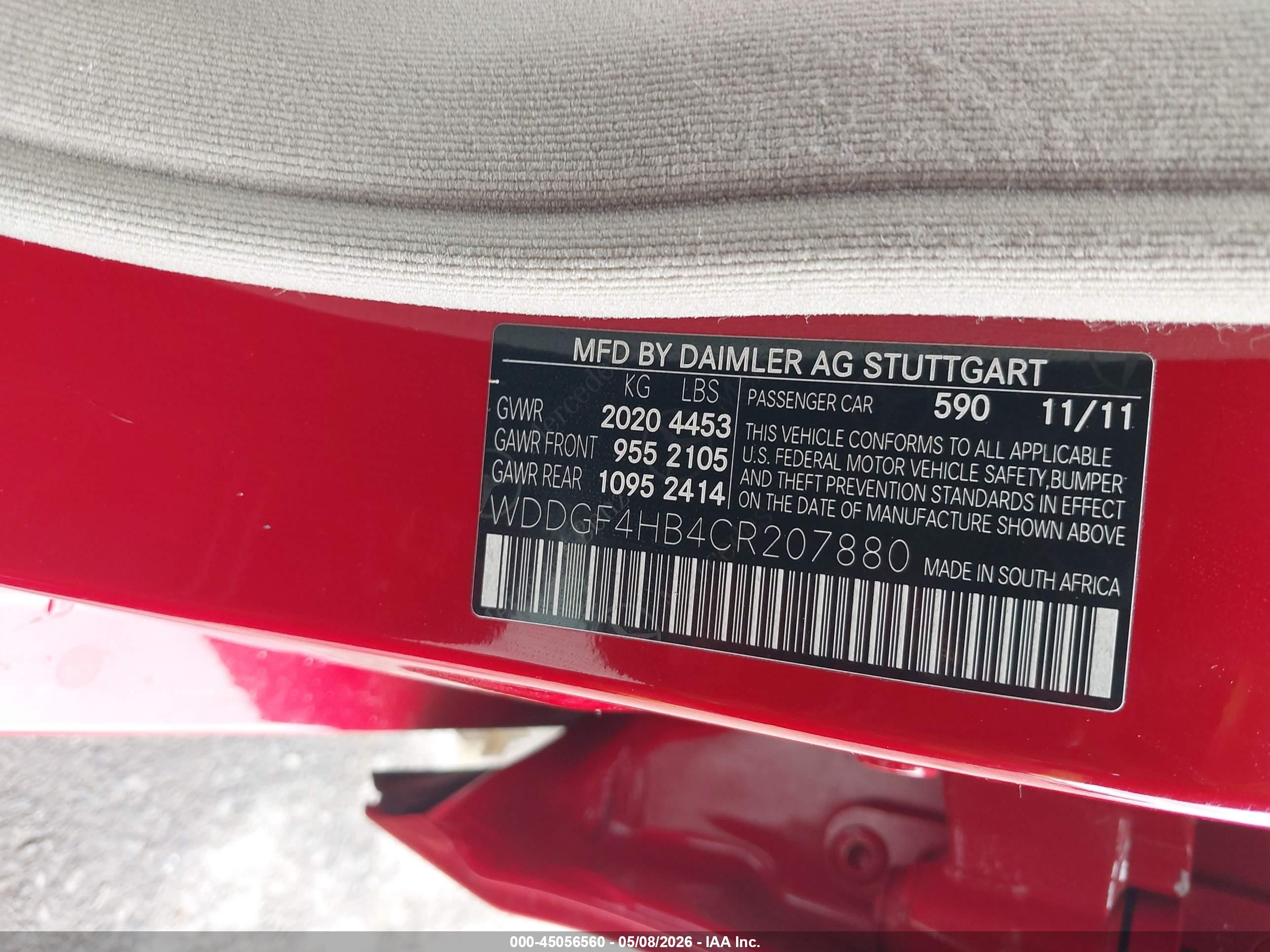 2012 Mercedes-benz C 250 Sport Красный vin: WDDGF4HB4CR207880