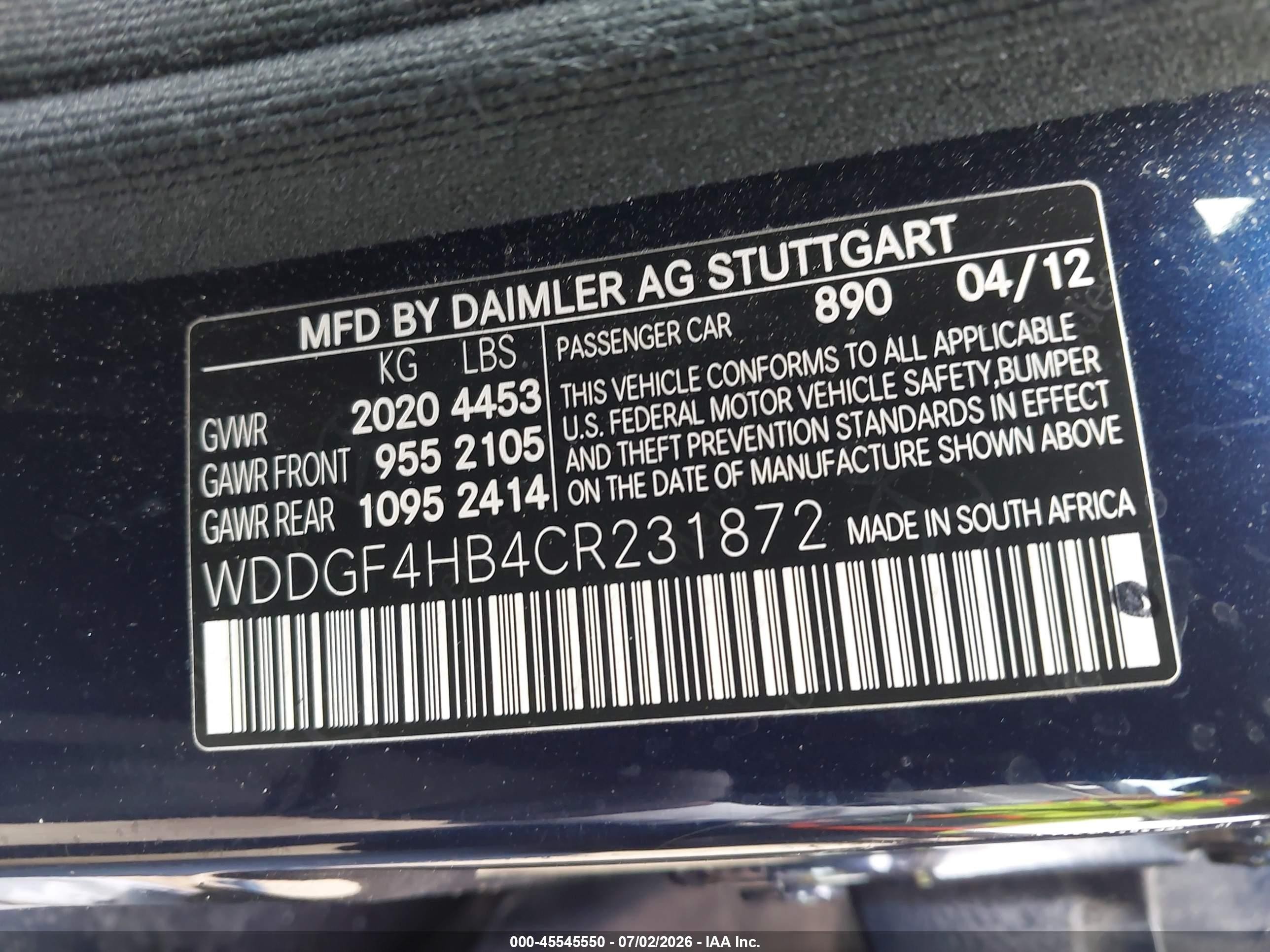 2012 Mercedes-benz C 250 Sport Blue vin: WDDGF4HB4CR231872