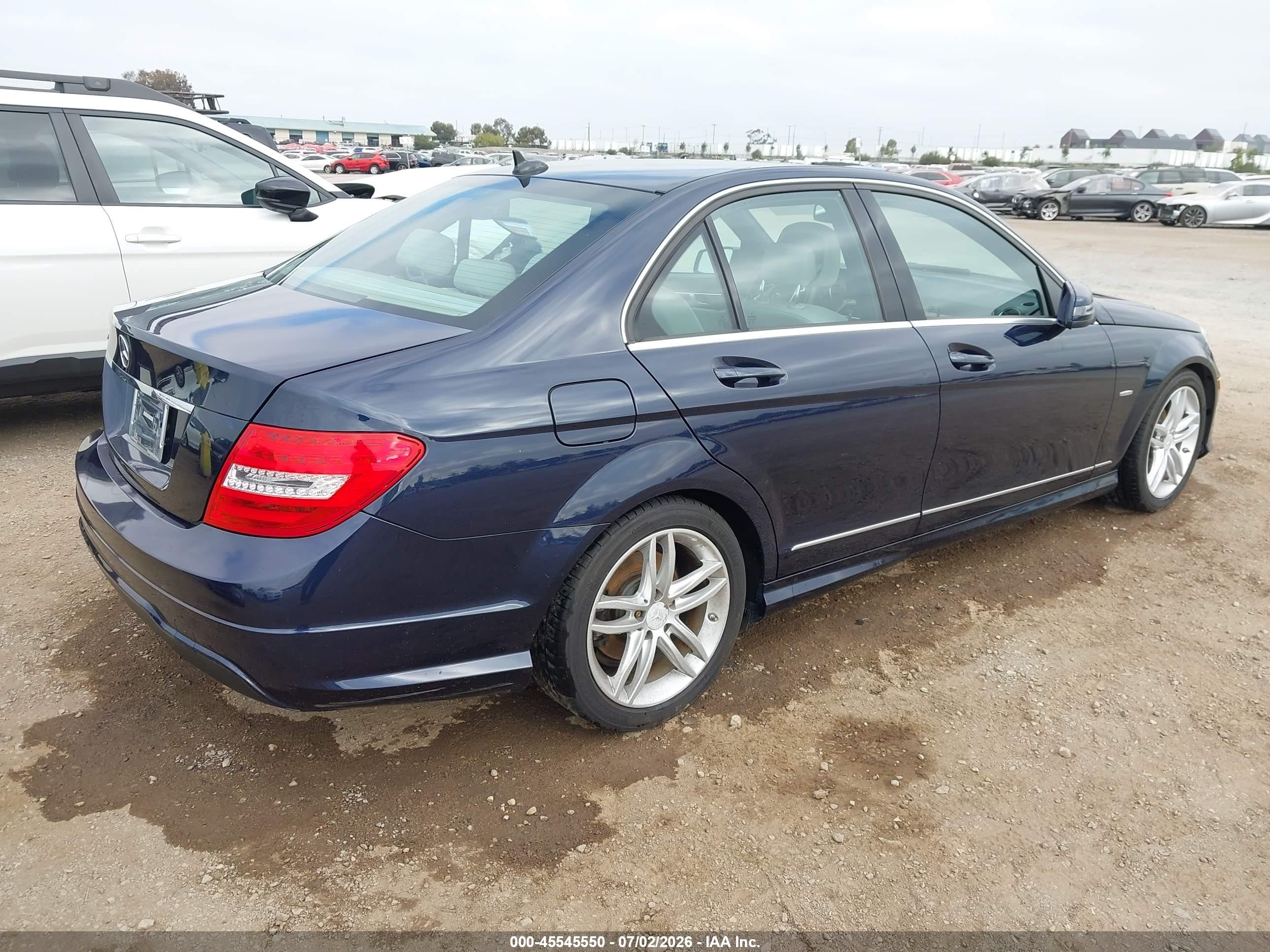 2012 Mercedes-benz C 250 Sport Blue vin: WDDGF4HB4CR231872