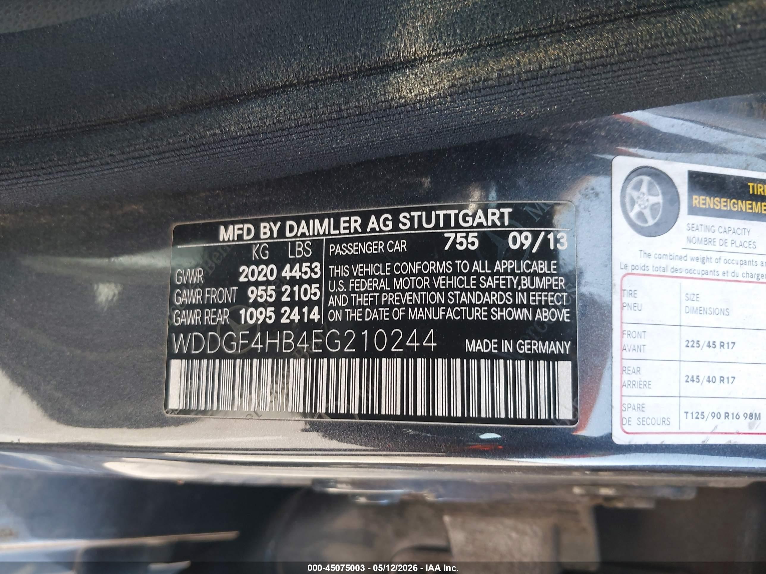 2014 Mercedes-benz C 250 Sport Gray vin: WDDGF4HB4EG210244
