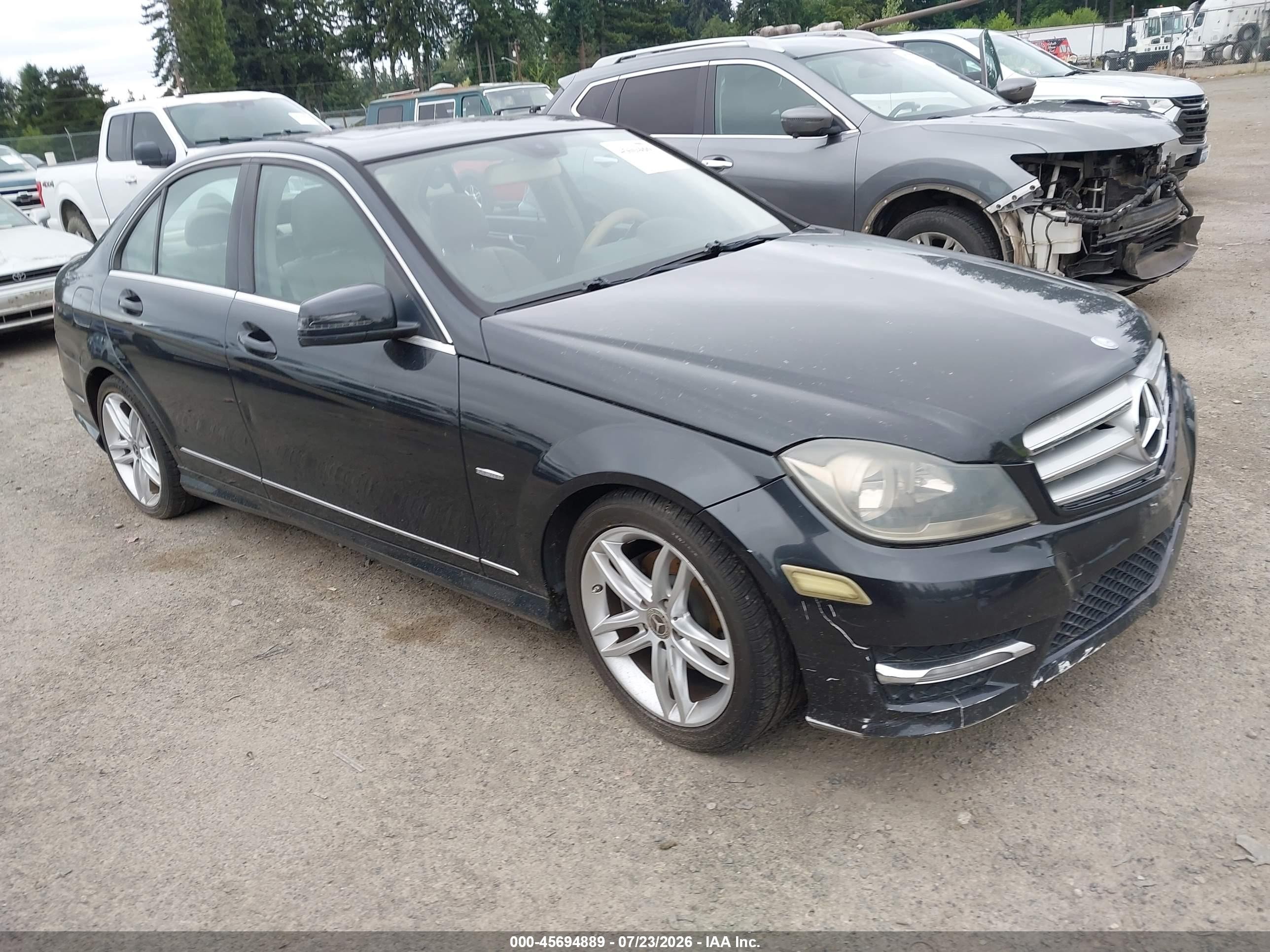 2012 Mercedes-benz C 250 Sport Black vin: WDDGF4HB5CR200369