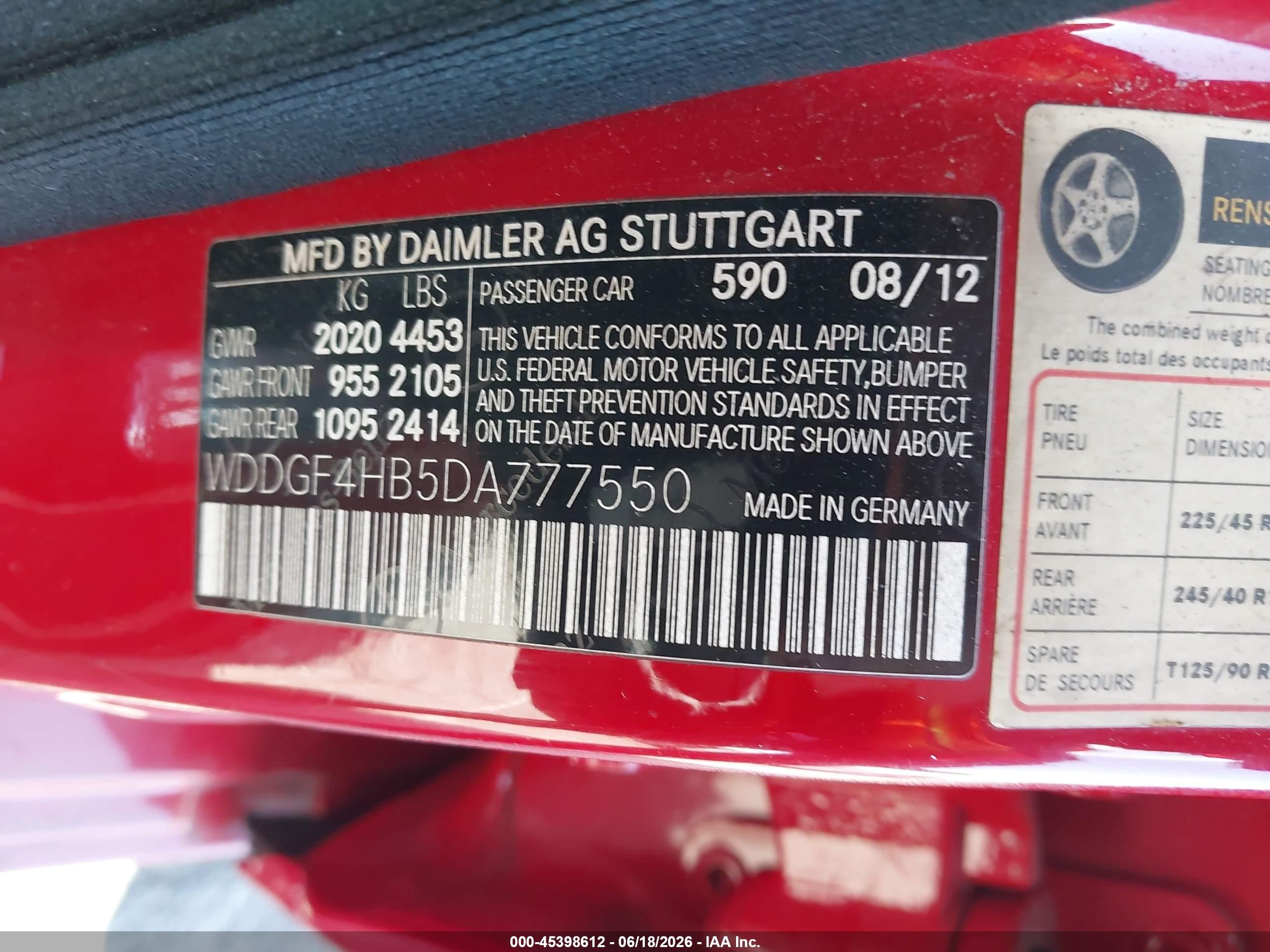 2013 Mercedes-benz C 250 Sport Red vin: WDDGF4HB5DA777550