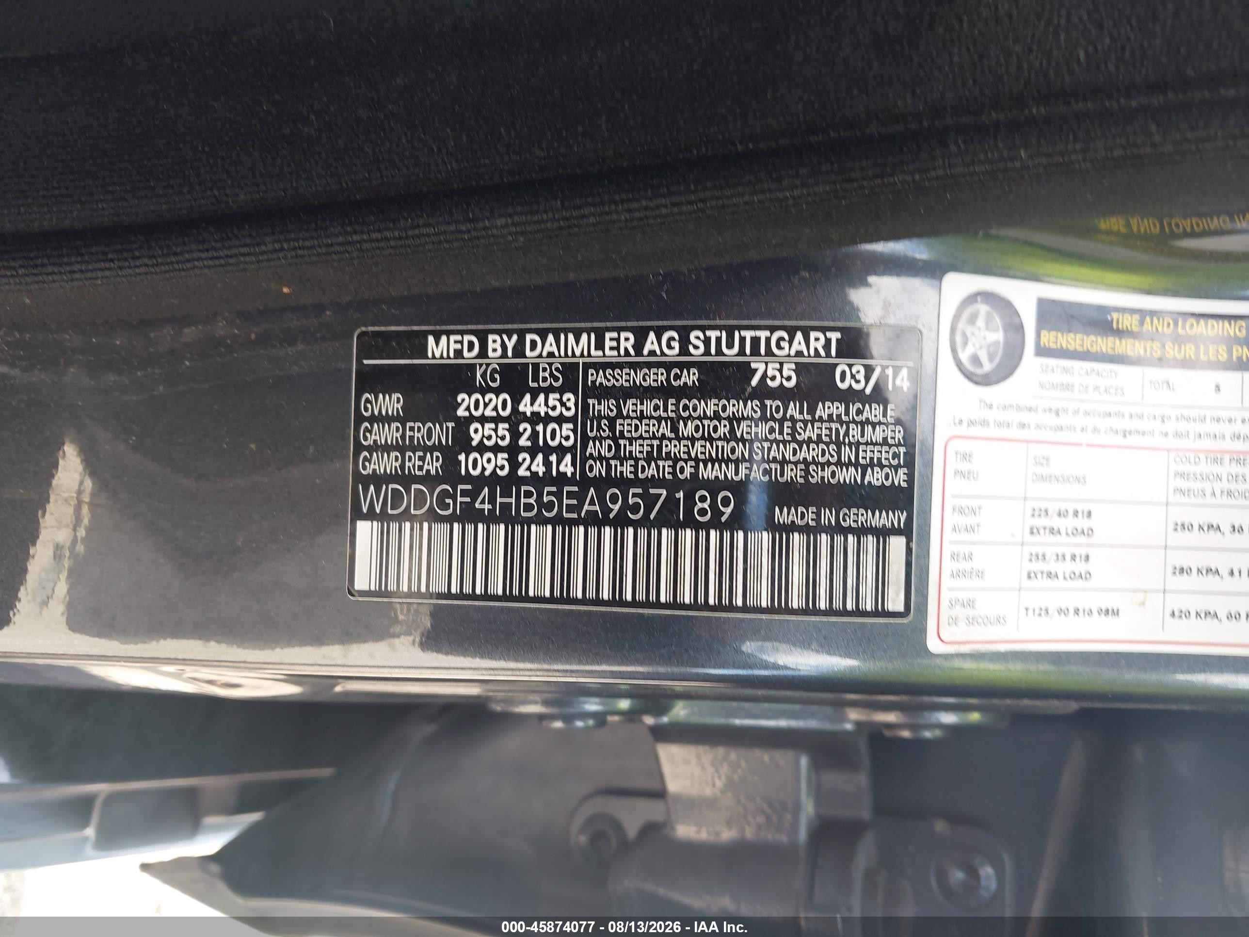 2014 Mercedes-benz C 250 Sport Серый vin: WDDGF4HB5EA957189
