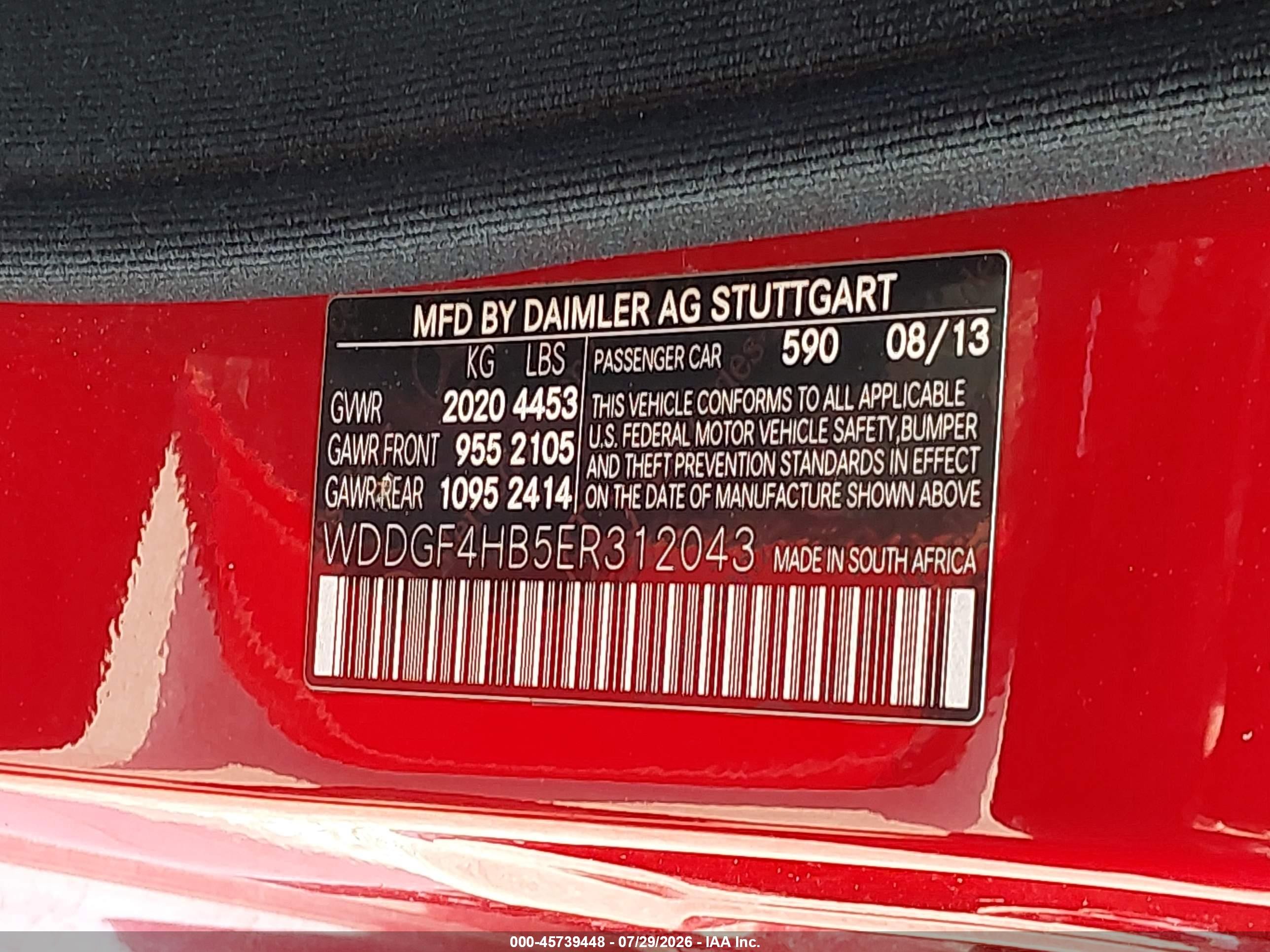 2014 Mercedes-benz C 250 Sport Red vin: WDDGF4HB5ER312043