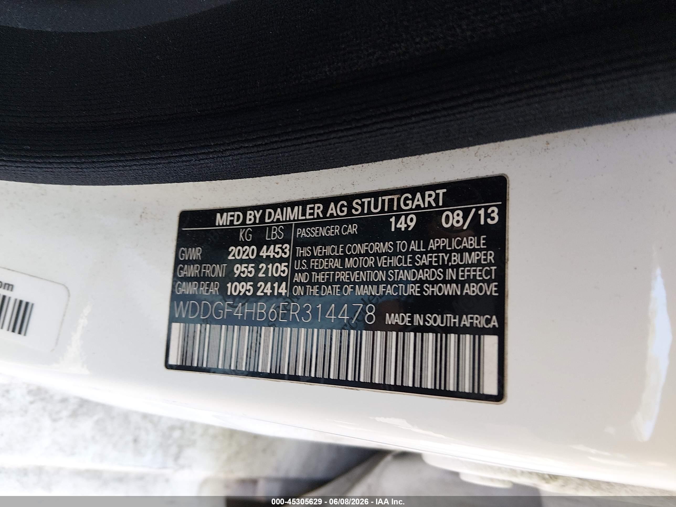 2014 Mercedes-benz C 250 Sport White vin: WDDGF4HB6ER314478