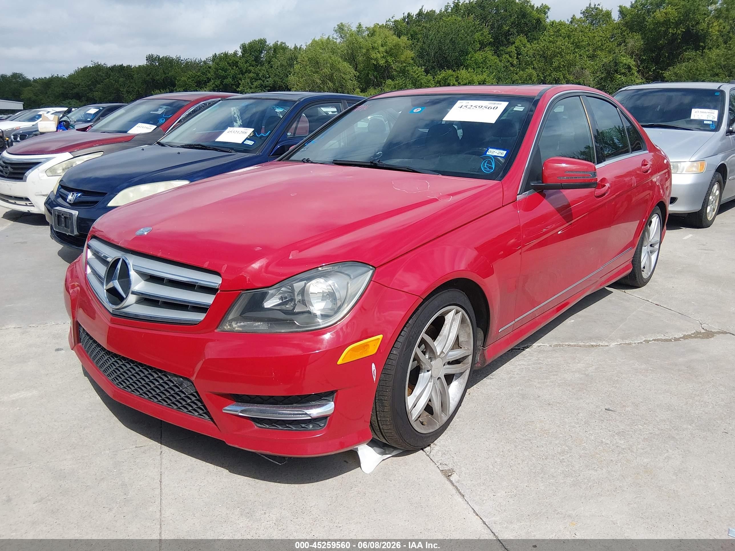 2013 Mercedes-benz C 250 Sport Red vin: WDDGF4HB7DA808345